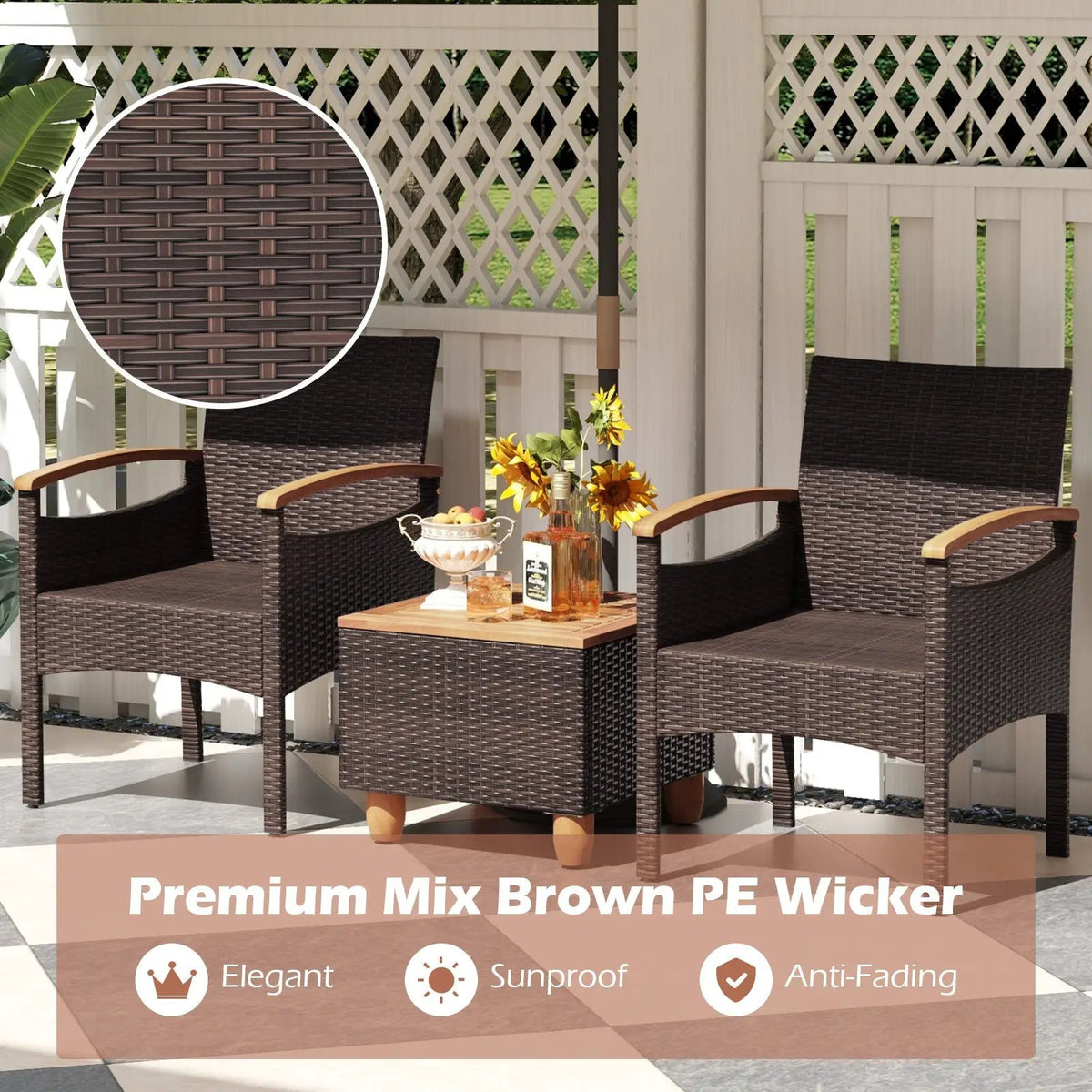 Patio Dining Chairs Set of 2/4 with Acacia Wood Armrest and Heavy Duty Metal Frame, photo 6 of 9