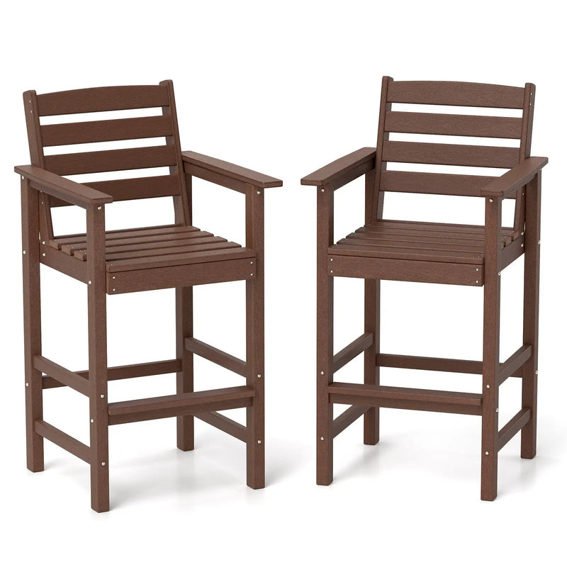 Patio HDPE Adirondack Bar Chairs Set of 2 with Wide Armrests by DirectDeals