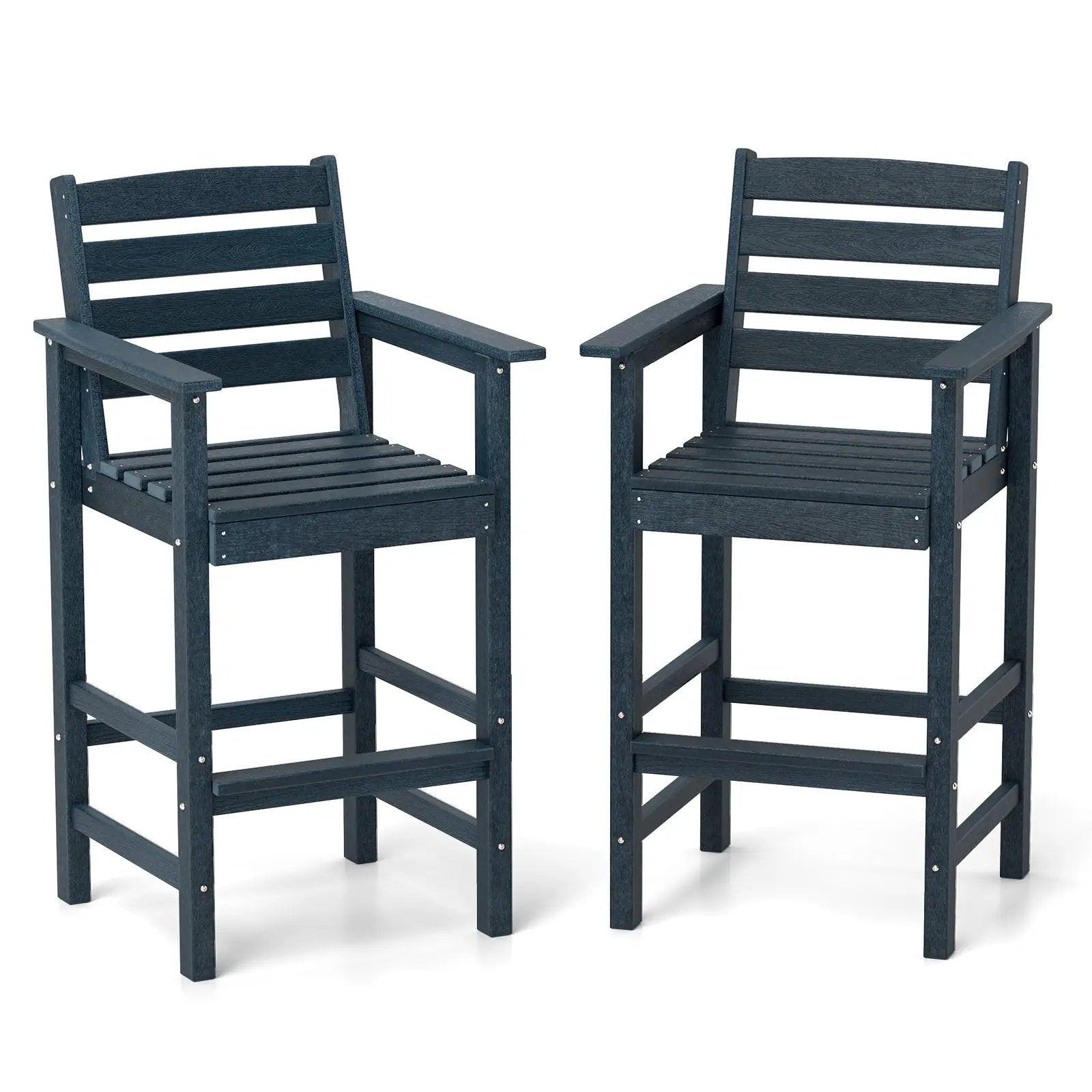 Patio HDPE Adirondack Bar Chairs Set of 2 with Wide Armrests by DirectDeals