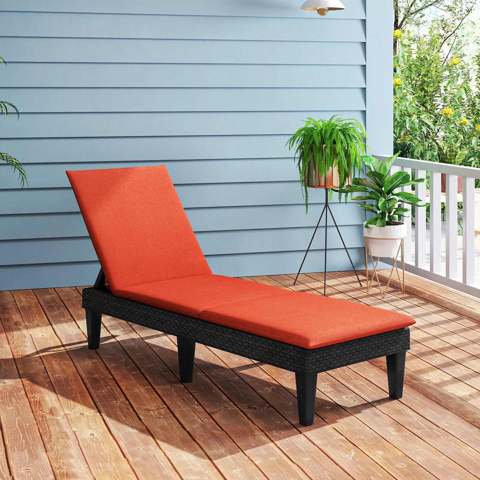 Patio Lounge Chair 3-Position Adjustable Backrest and Cushion by DirectDeals