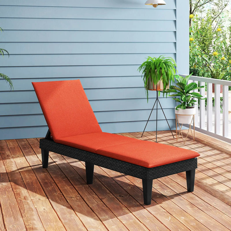 Patio Lounge Chair 3-Position Adjustable Backrest and Cushion by DirectDeals
