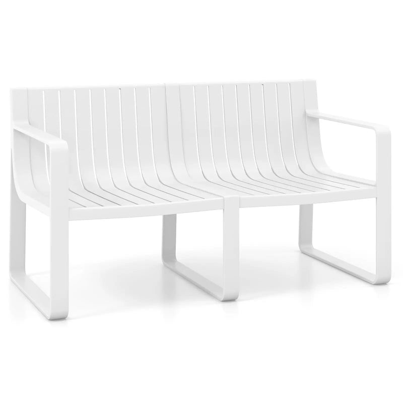 Weather-resistant Plastic 2-Person Bench with Curved Backrest by DirectDeals