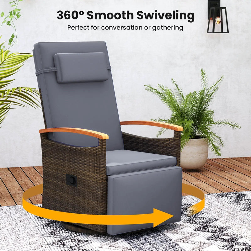 Swivel Reclining Chaise Lounge Set with Adjustable Backrest by DirectDeals