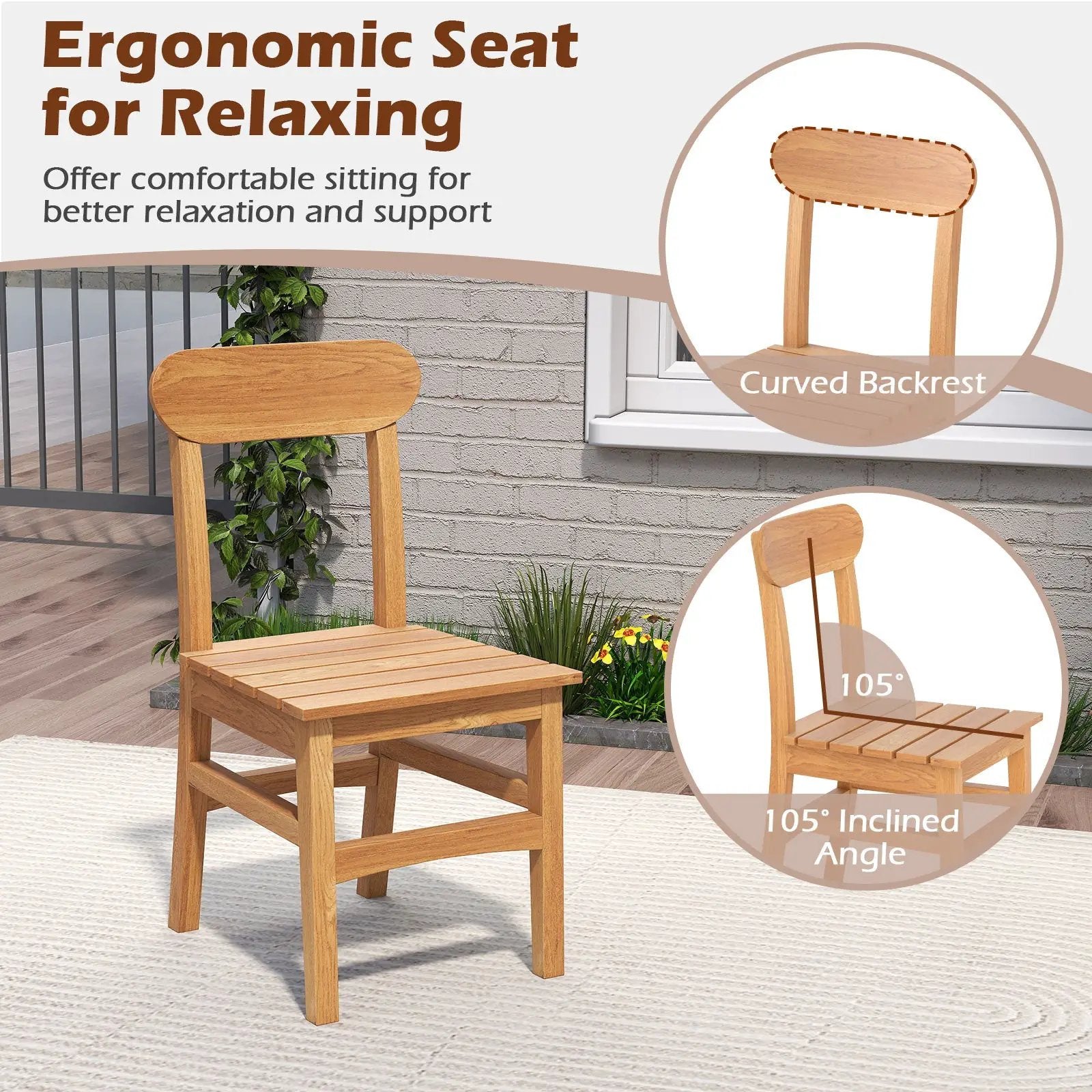 Patio Teak Wood Chair by DirectDeals