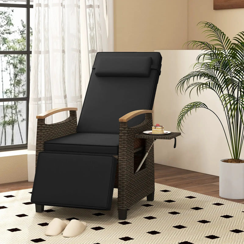Patio Wicker Recliner Chair with Adjustable Backrest and Footrest by DirectDeals