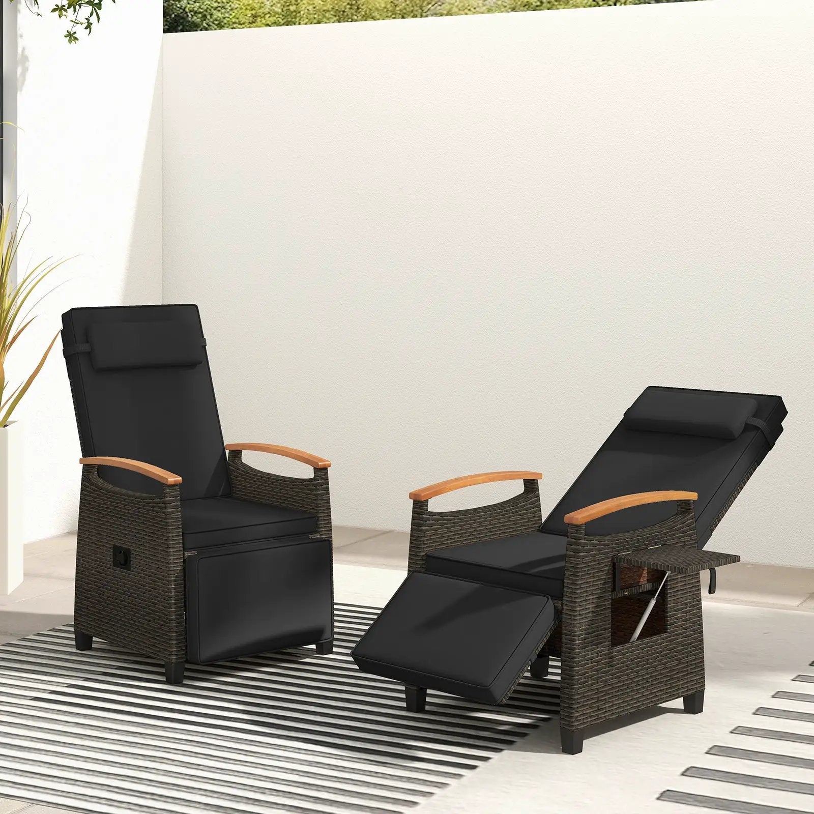 Patio Wicker Recliner Chair with Adjustable Backrest and Footrest by DirectDeals