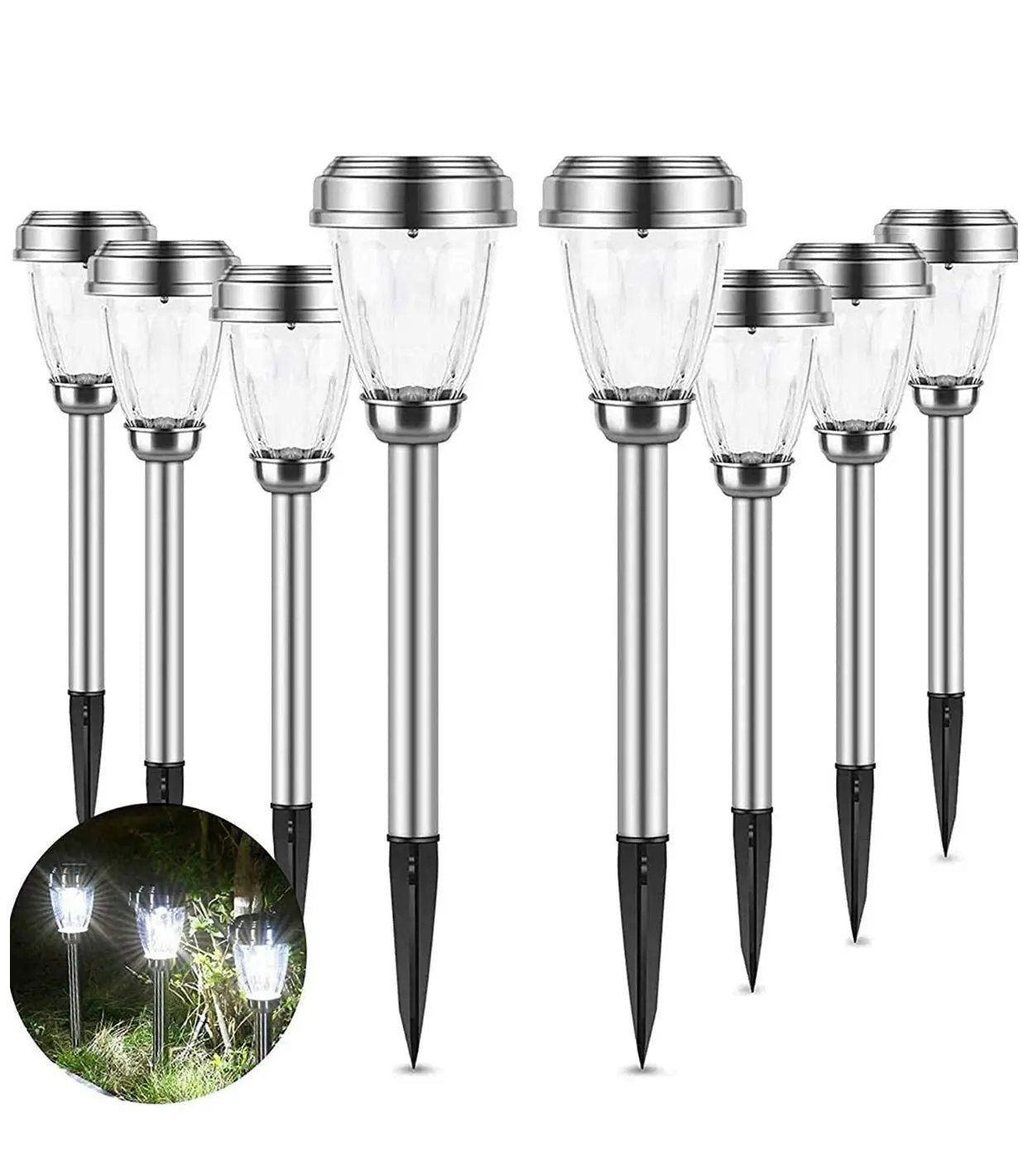 Patriot Lighting Kingston Pathway Solar Lights Stainless Still (12-Pack) by Outdoor Solar Outlet