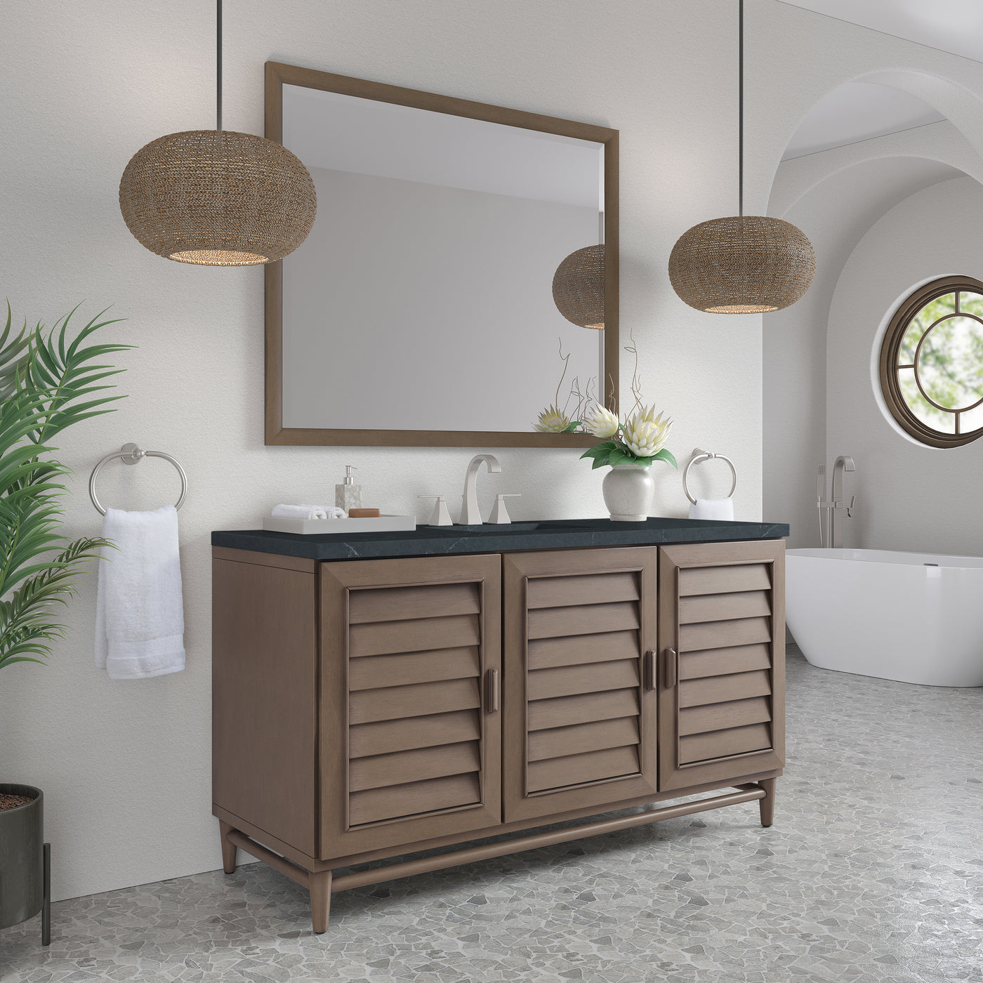 James Martin Portland 60" Single Bathroom Vanity, Whitewashed Walnut, view 34