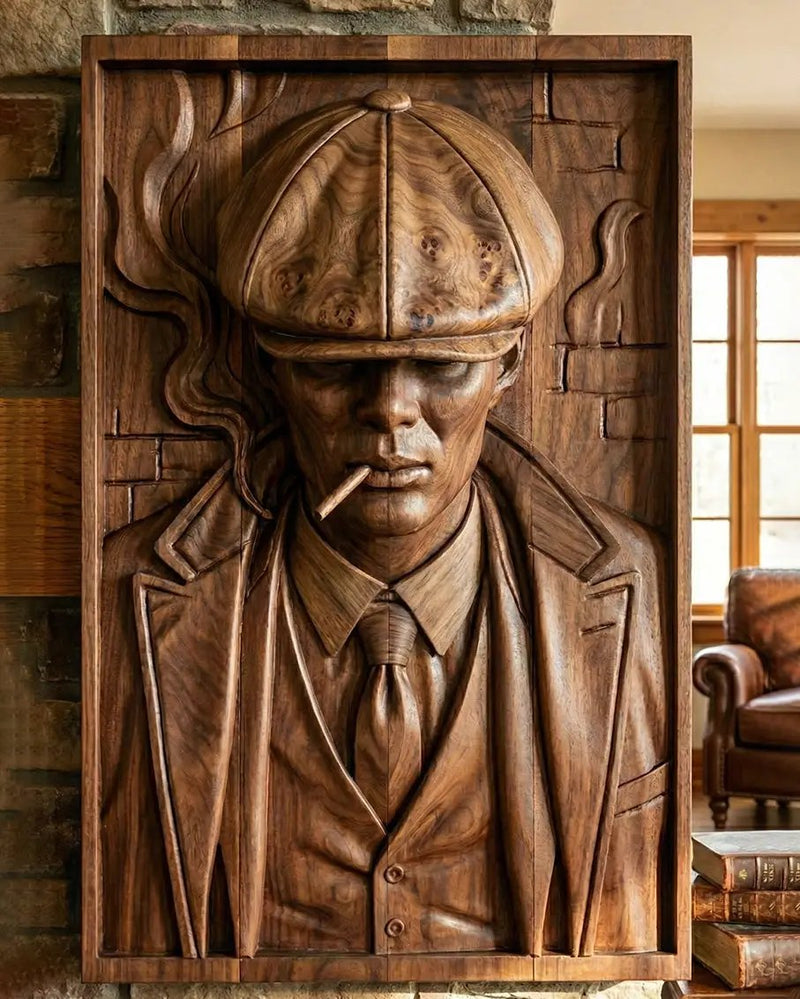 Peaky Blinders: Thomas Shelby 3D Wooden Relief Wall Art Carving by Gizz