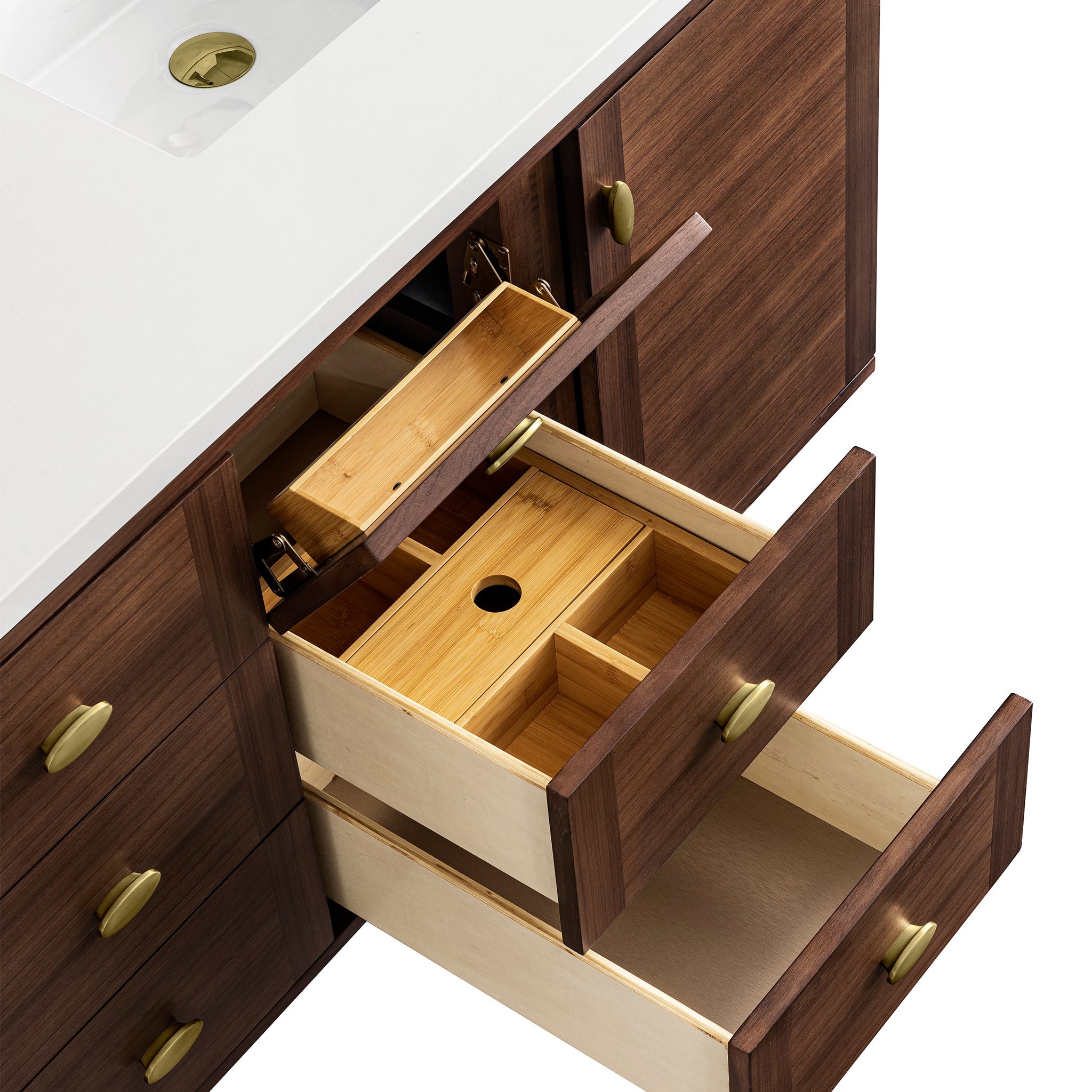 James Martin Amberly 60" Dual Mount Double Bathroom Vanity, Mid-Century Walnut, view 29