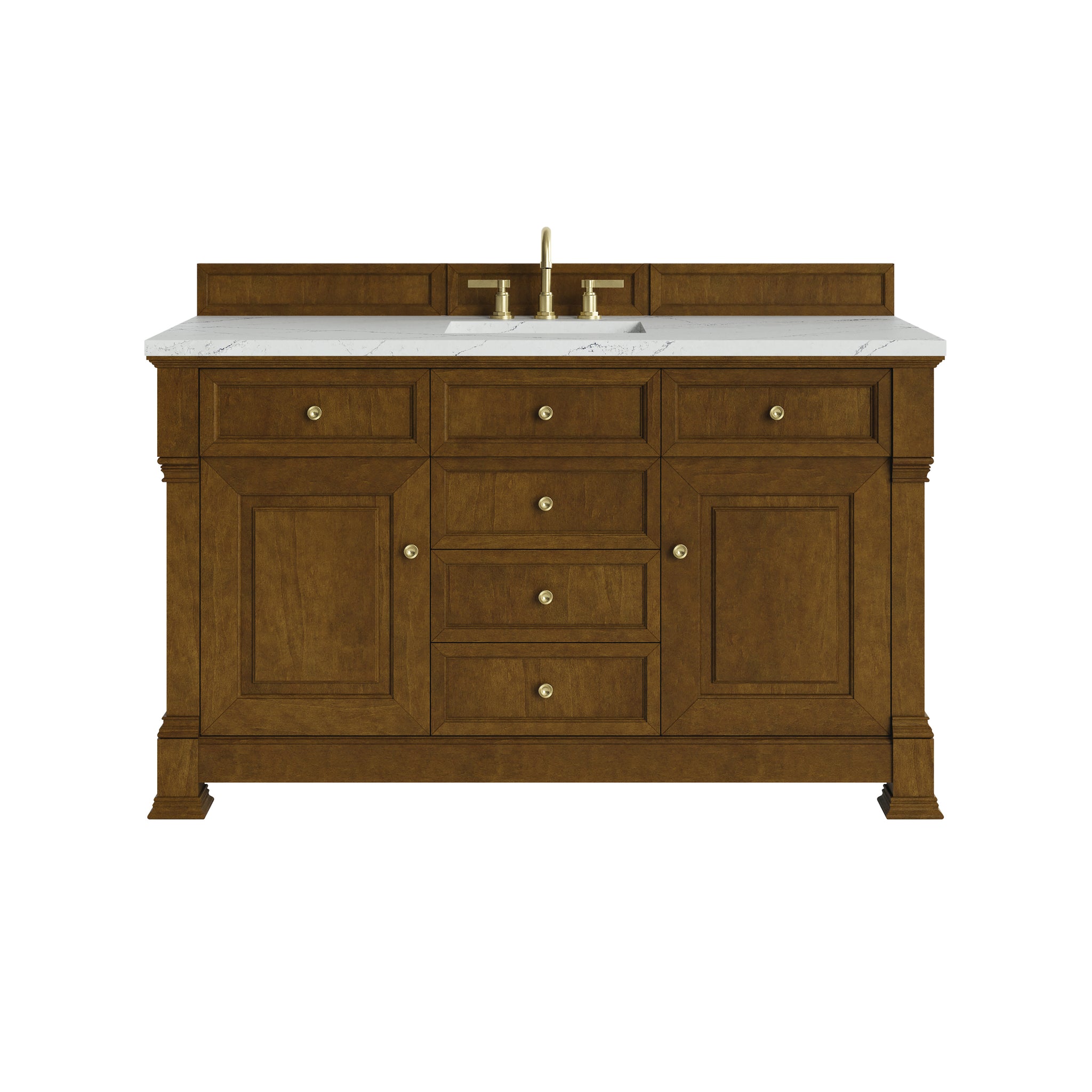 James Martin Brookfield 60" Single Bathroom Vanity, Honey Oak with Ethereal Noctis countertop