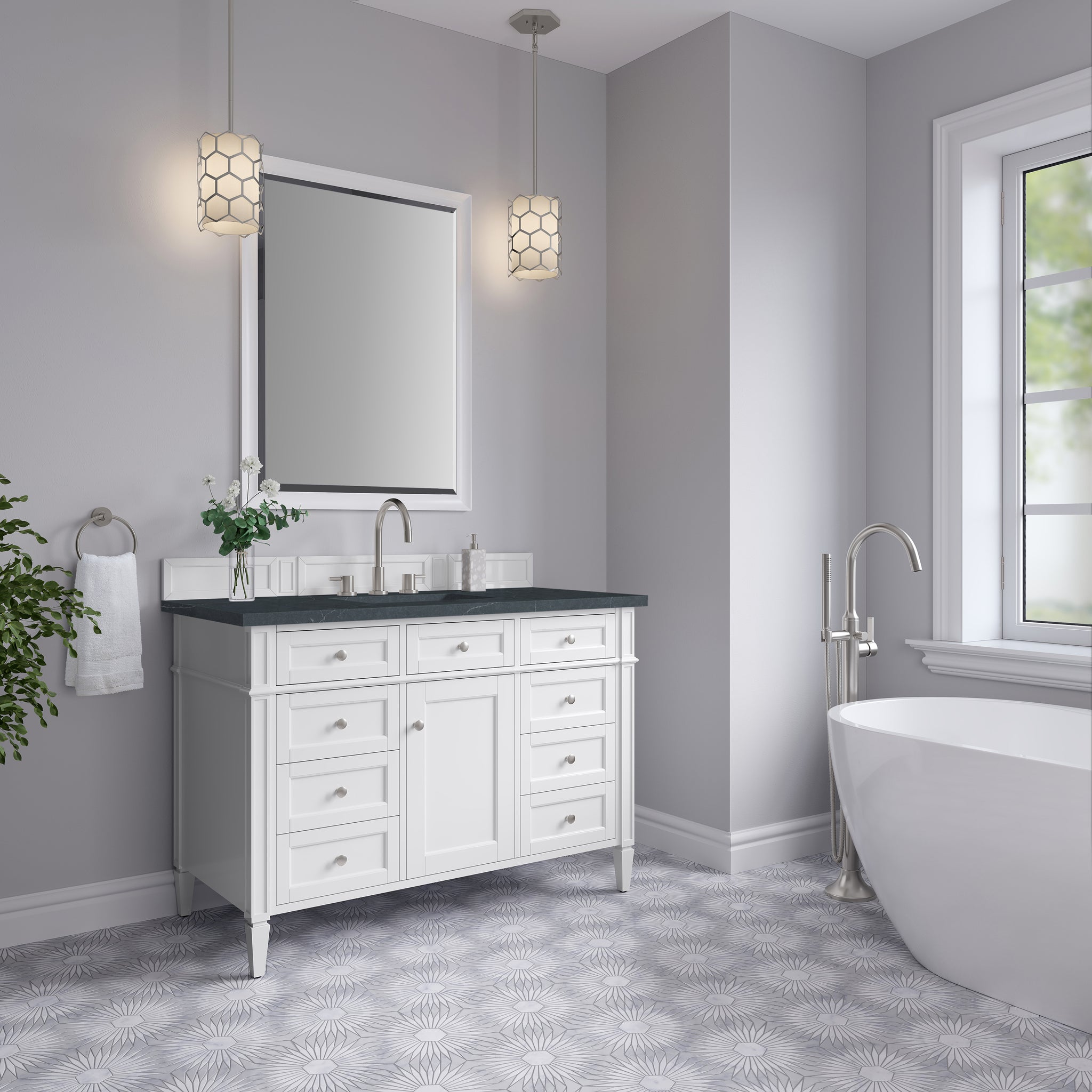 James Martin Brittany 48" Single Bathroom Vanity, Bright White, view 34