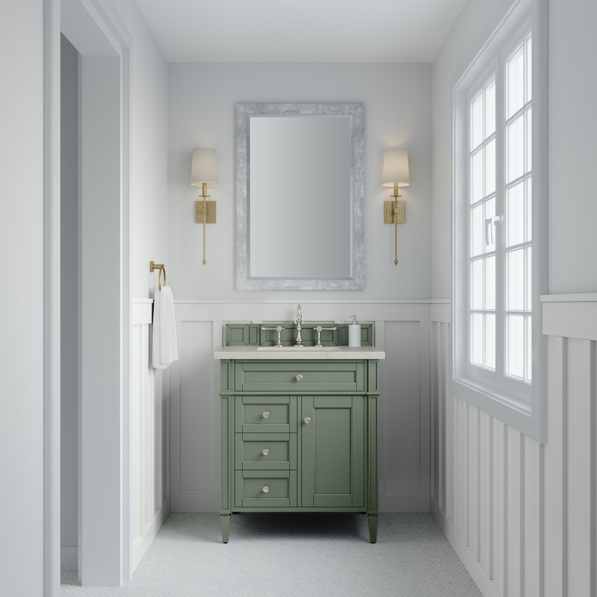 James Martin Brittany 30" Single Bathroom Vanity, Smokey Celadon, view 33