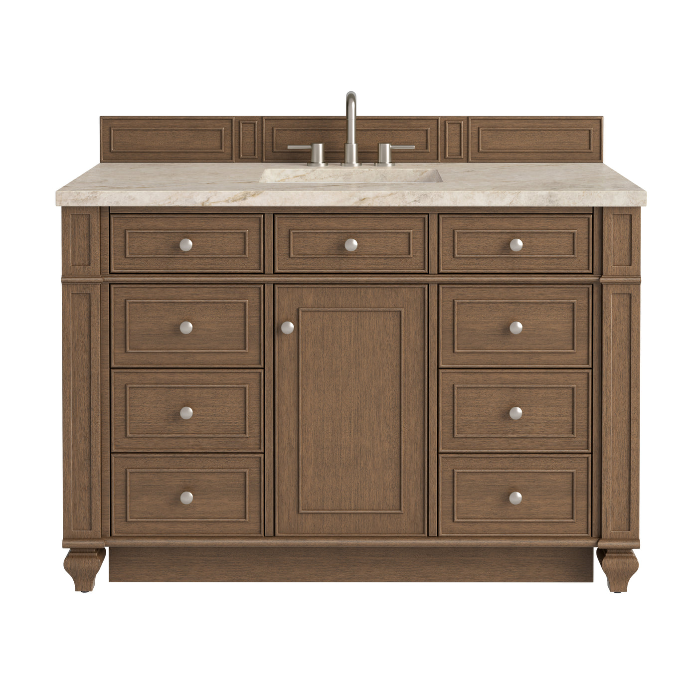 James Martin Bristol 48" Single Bathroom Vanity, Saddle Brown with Tajnar (FreePower) countertop
