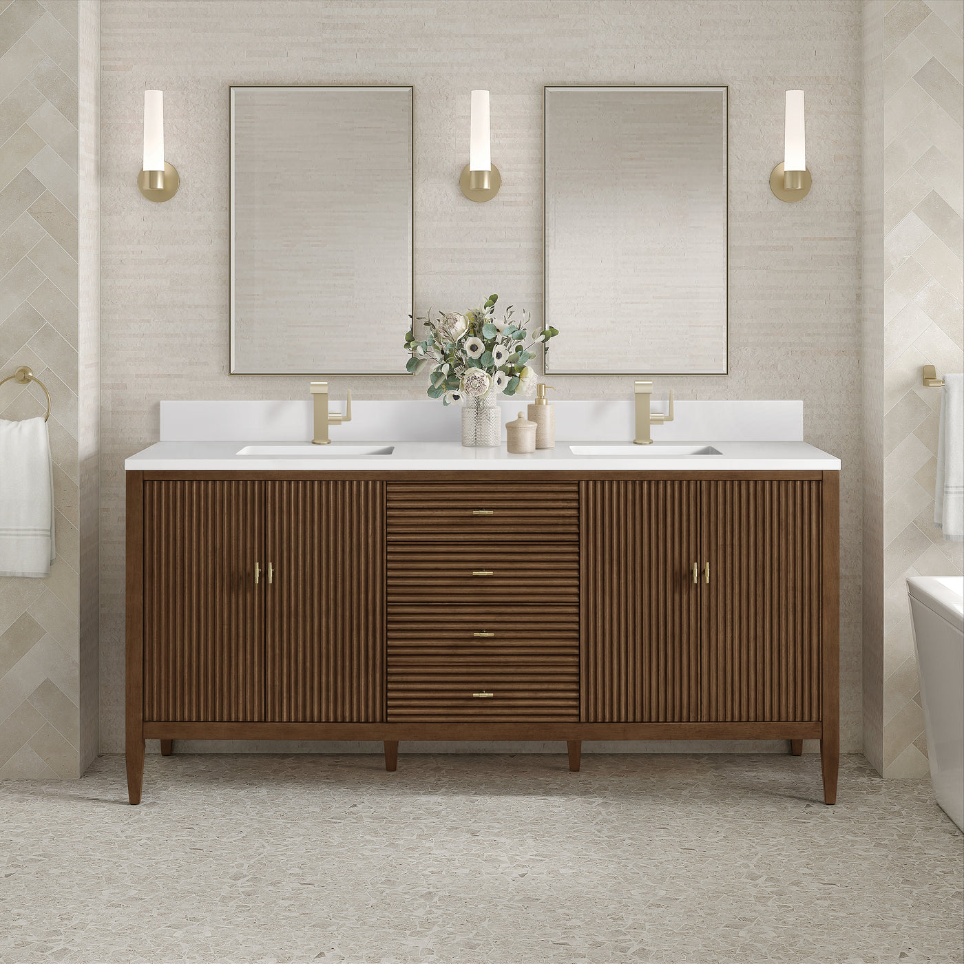 James Martin Myrrin 72" Single Bathroom Vanity, Mid-Century Walnut, view 10