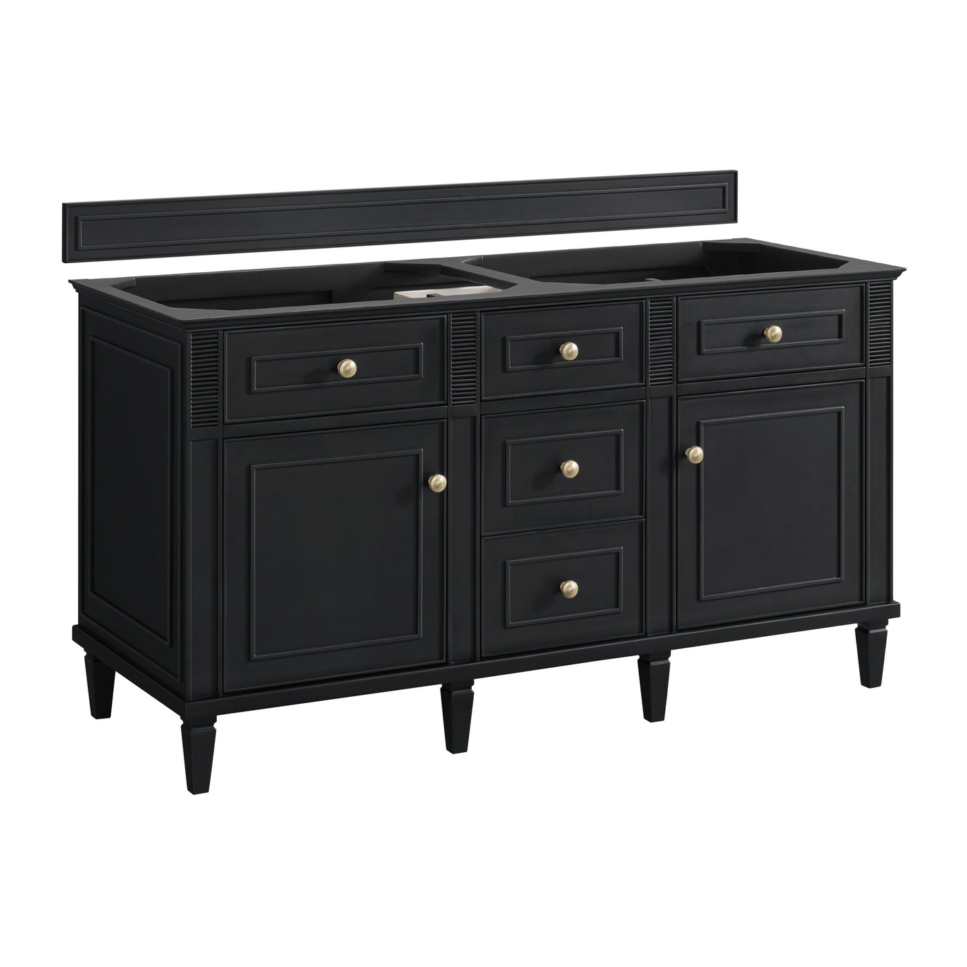 James Martin Lorelai 60" Double Bathroom Vanity, Black Onyx, cabinet without a countertop
