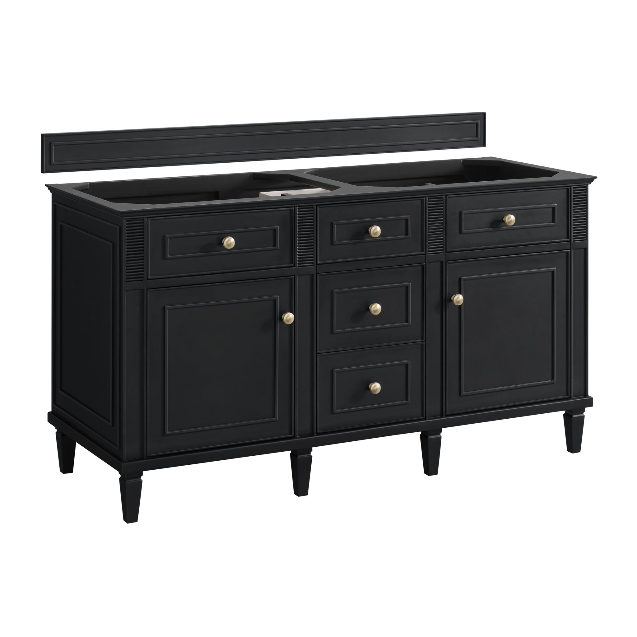 James Martin Lorelai 60" Double Bathroom Vanity, Black Onyx, cabinet without a countertop