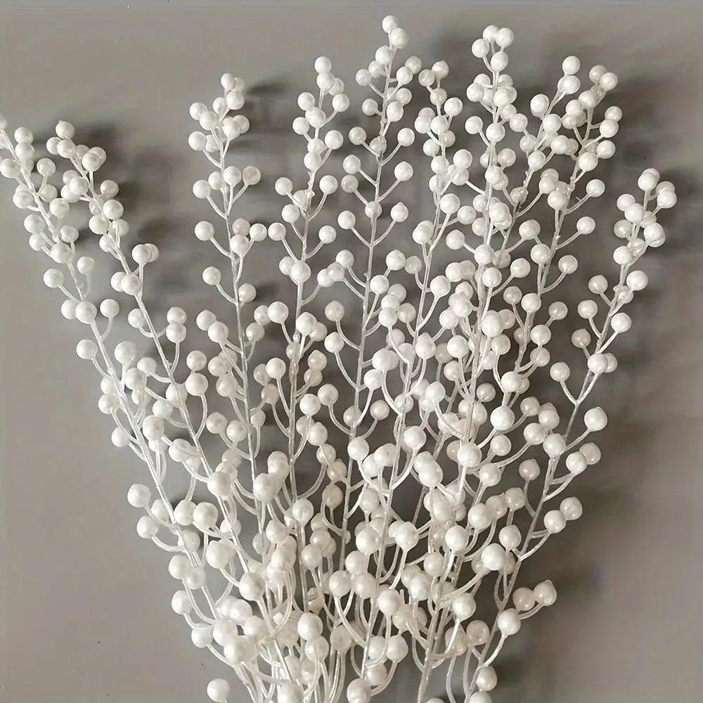 Pearl Berry Stems 10-Pack - Faux Berries for Holiday Decor by House Of Avana