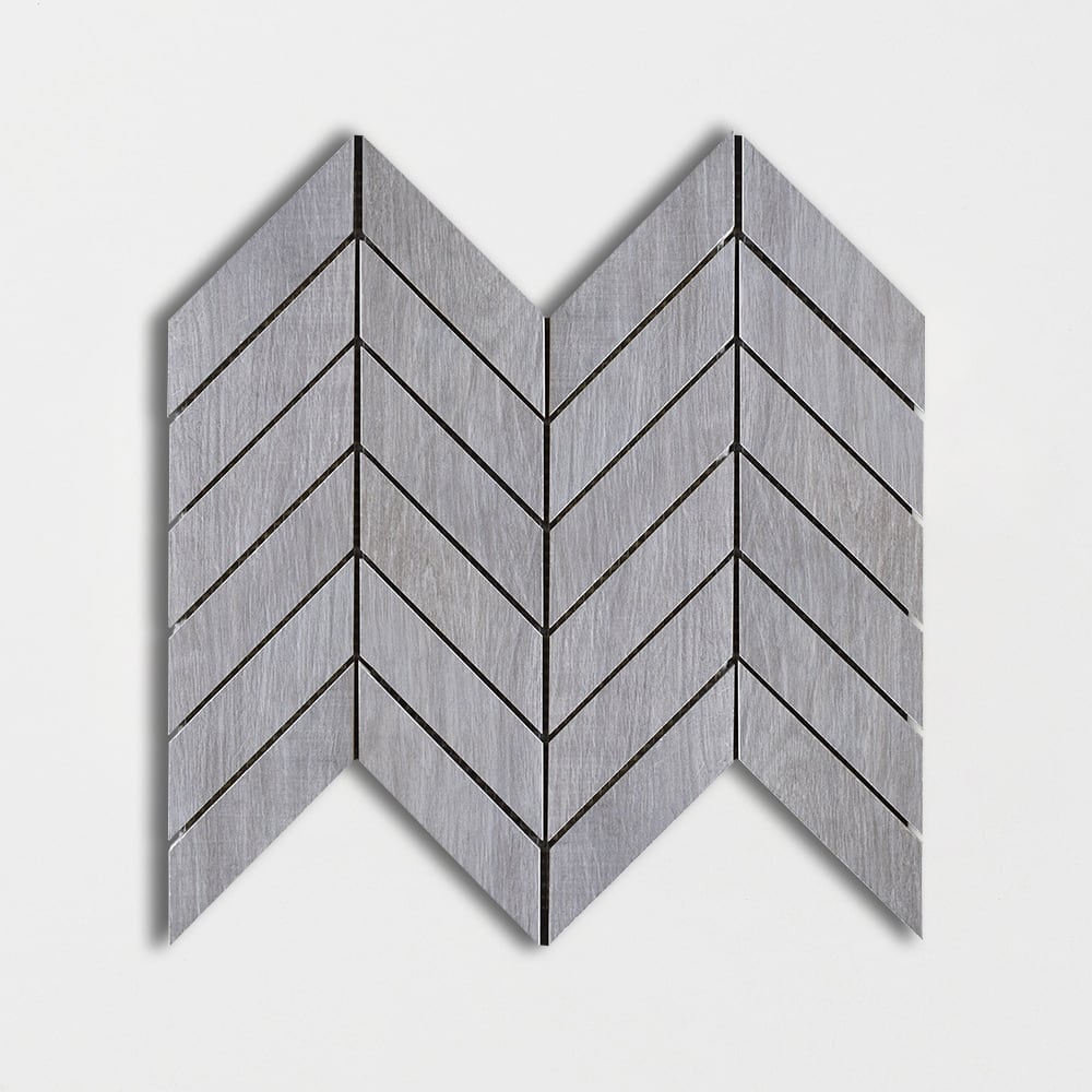 Peau D Elephant Matte Chevron Wood Look Porcelain Mosaics 17x7 3/4 Porcelain Matte 8x16 Mosaics — 3