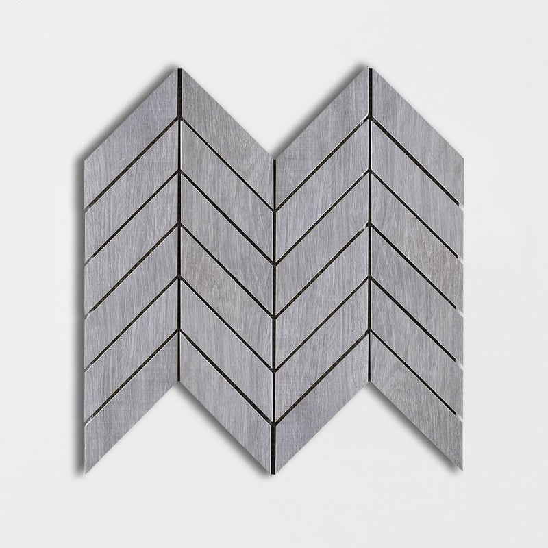 Peau D Elephant Matte Chevron Wood Look Porcelain Mosaics 17x7 3/4 Porcelain Matte 8x16 Mosaics — 3