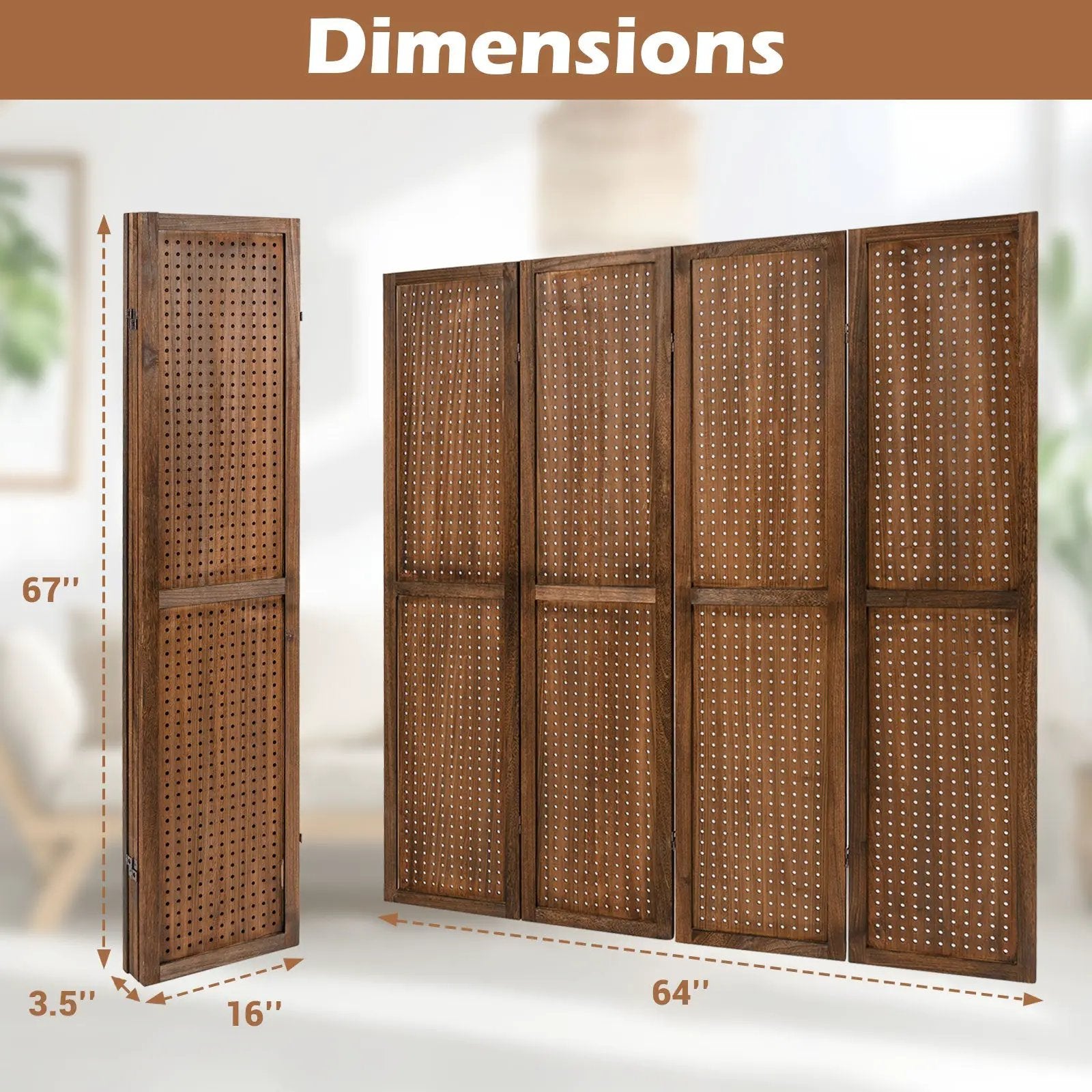 Pegboard Display with 360¬∞ Metal Hinges and Solid Wood Frame by DirectDeals