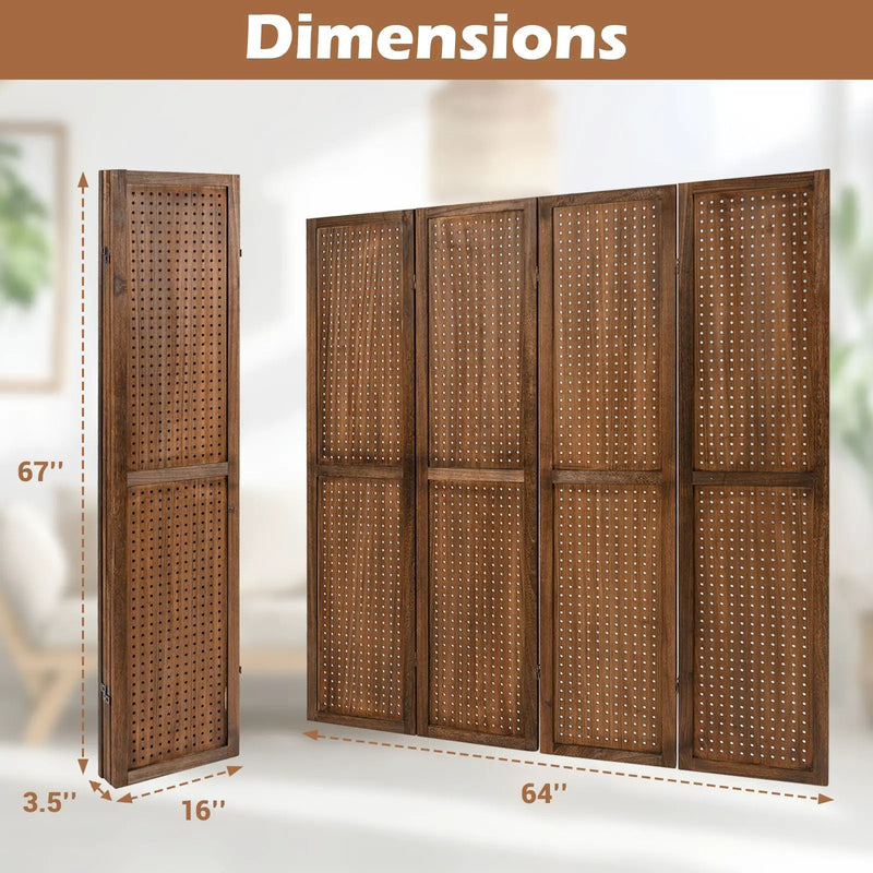 Pegboard Display with 360¬∞ Metal Hinges and Solid Wood Frame by DirectDeals