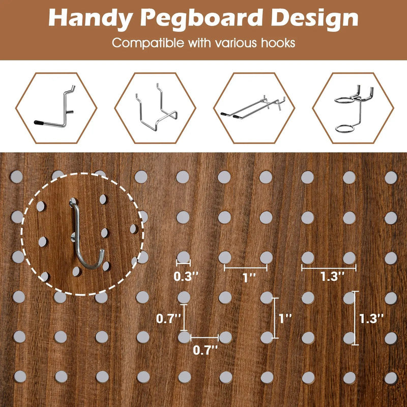 Pegboard Display with 360¬∞ Metal Hinges and Solid Wood Frame by DirectDeals