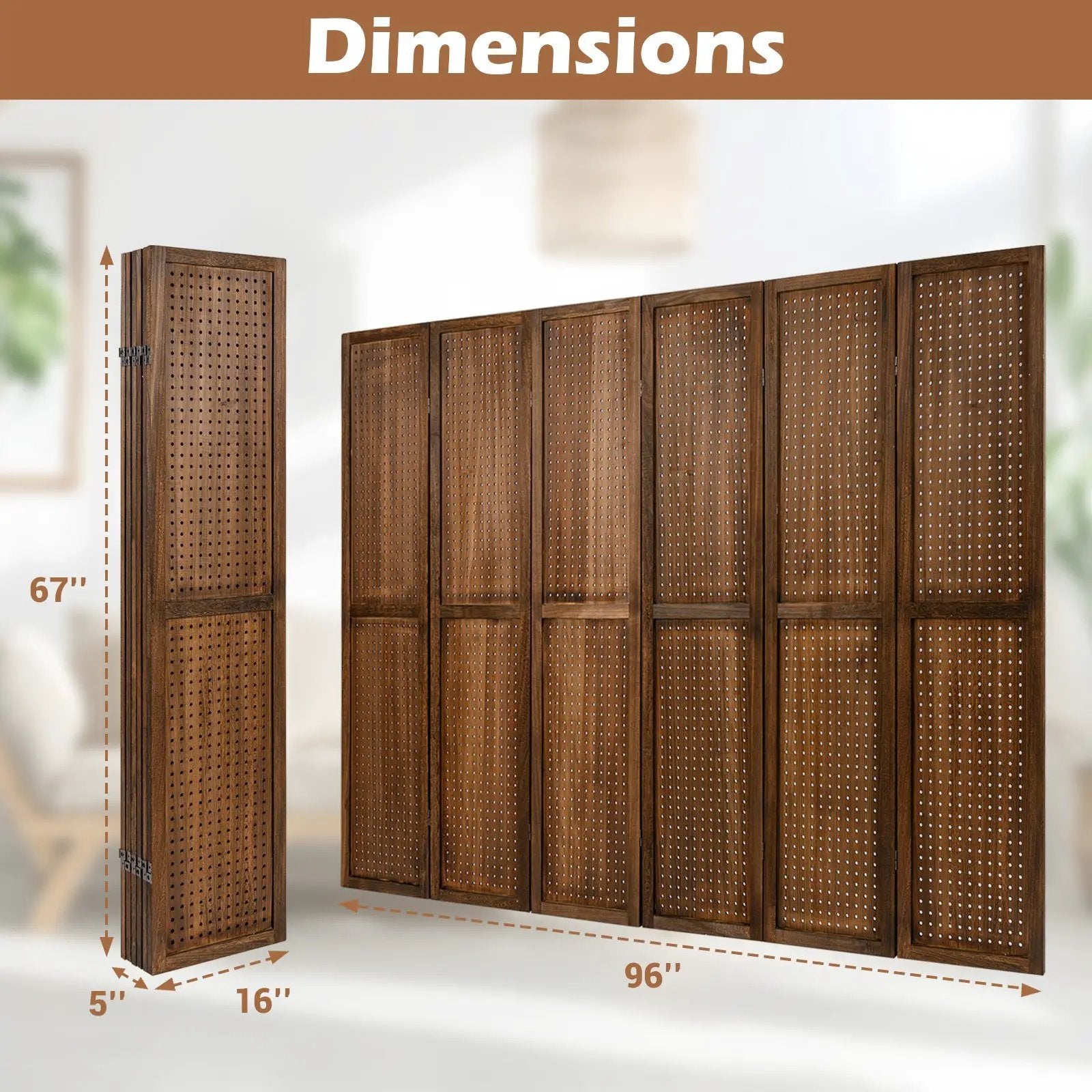 Pegboard Display with 360¬∞ Metal Hinges and Solid Wood Frame by DirectDeals