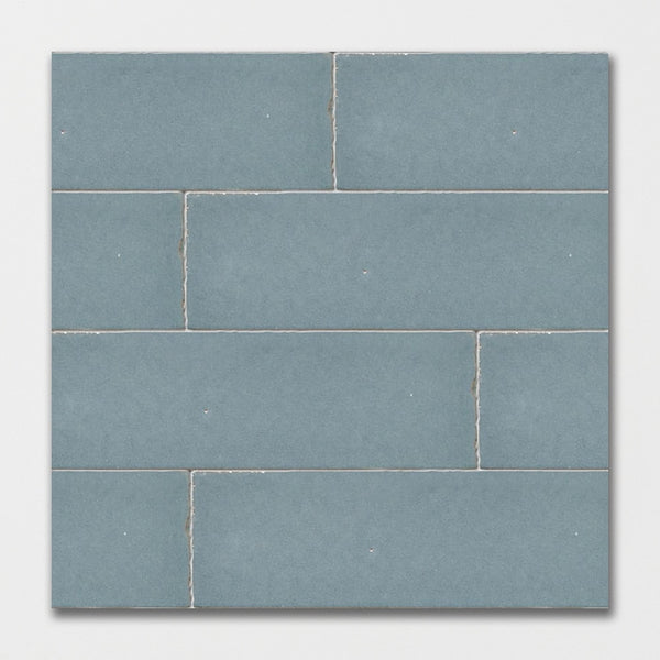 Peggy Blue Plain Ceramic Tiles 2 1/4x7 3/8 closeup