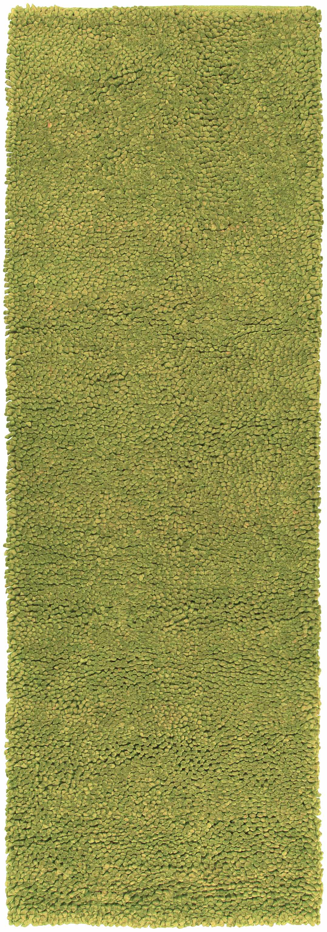 Frederika Solid Olive Green Wool Shag Rug - Clearance by Boutique Rugs