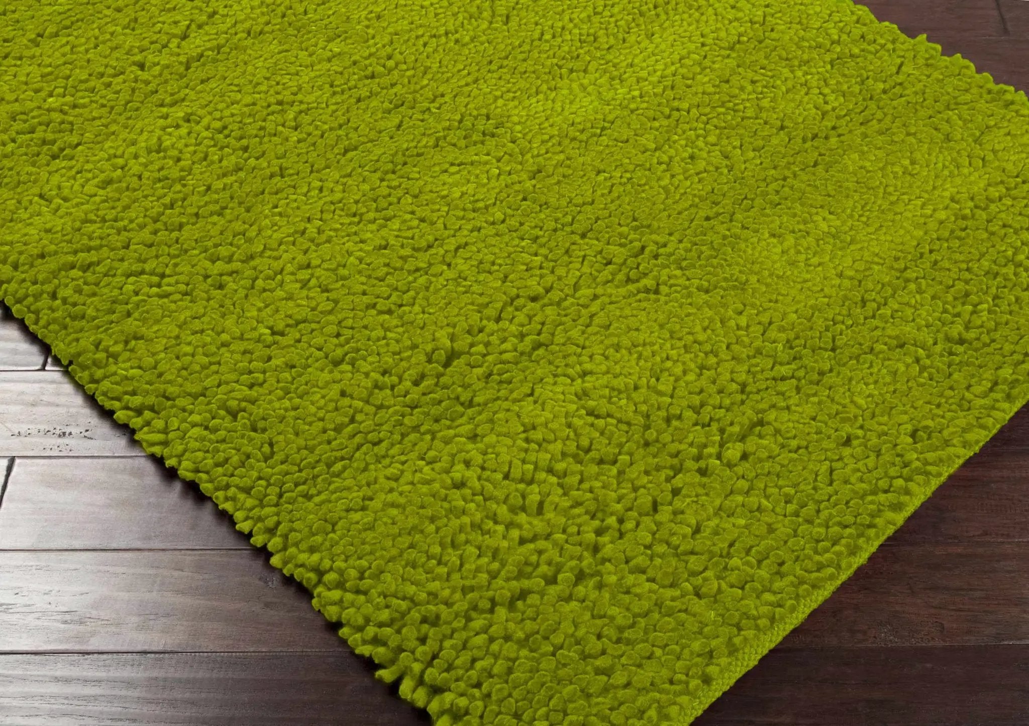 Frederika Solid Olive Green Wool Shag Rug - Clearance by Boutique Rugs