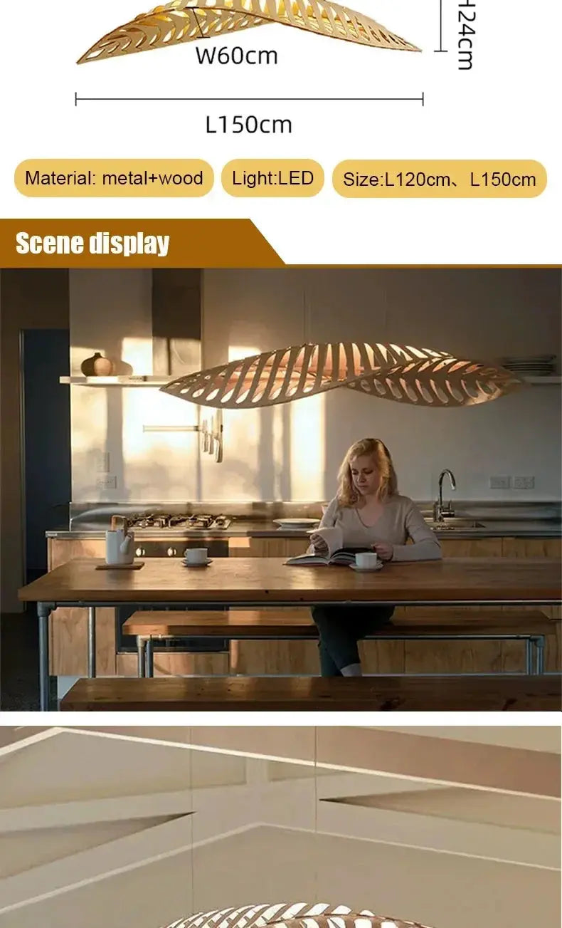 Pendant Lamp - Minimalist Wood Fish Bone, photo 11 of 22