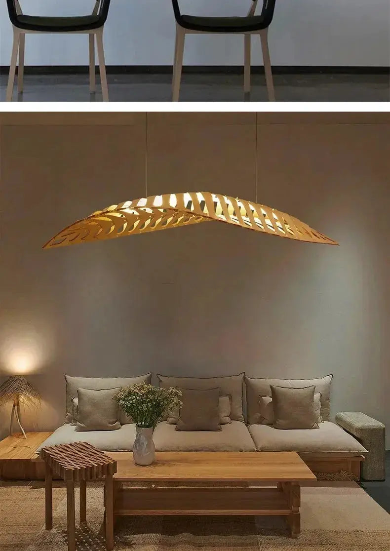 Pendant Lamp - Minimalist Wood Fish Bone by House Of Avana