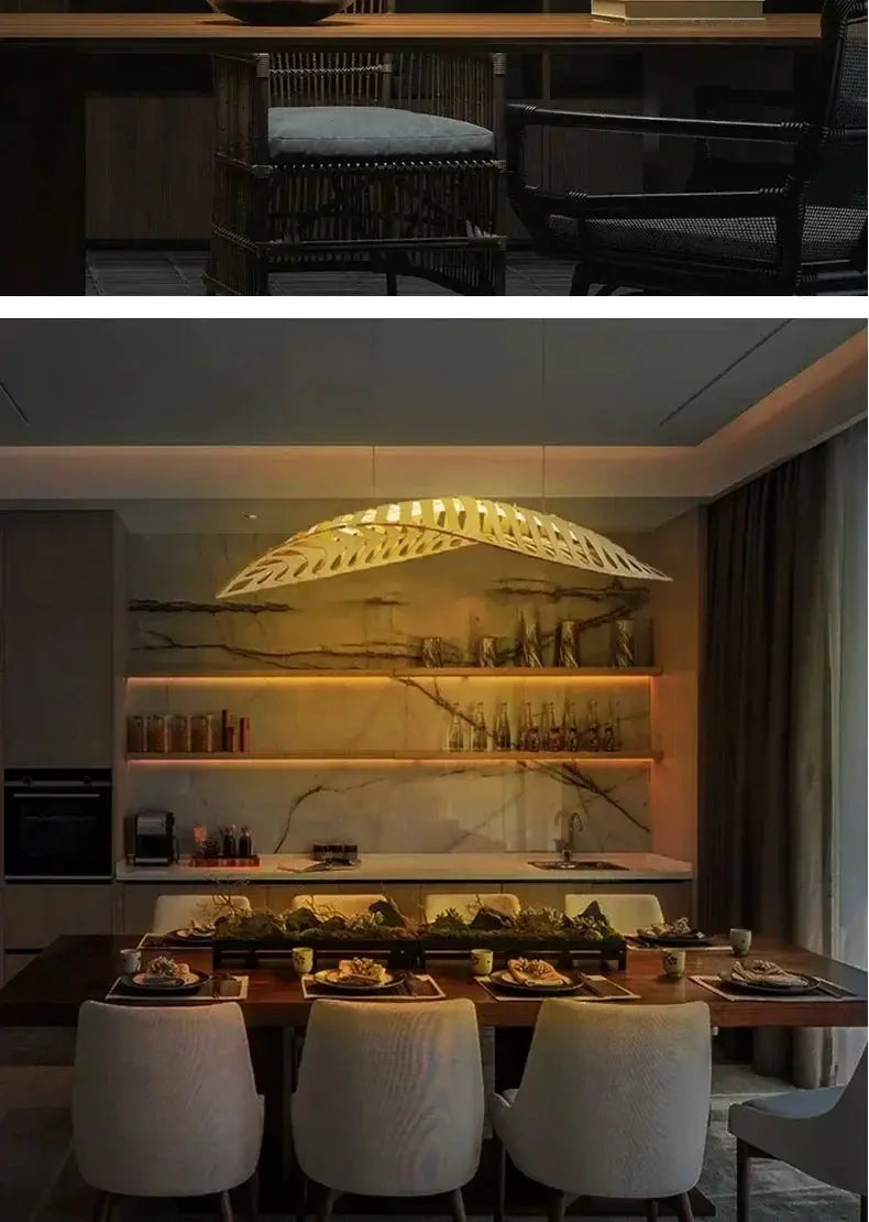 Pendant Lamp - Minimalist Wood Fish Bone by House Of Avana