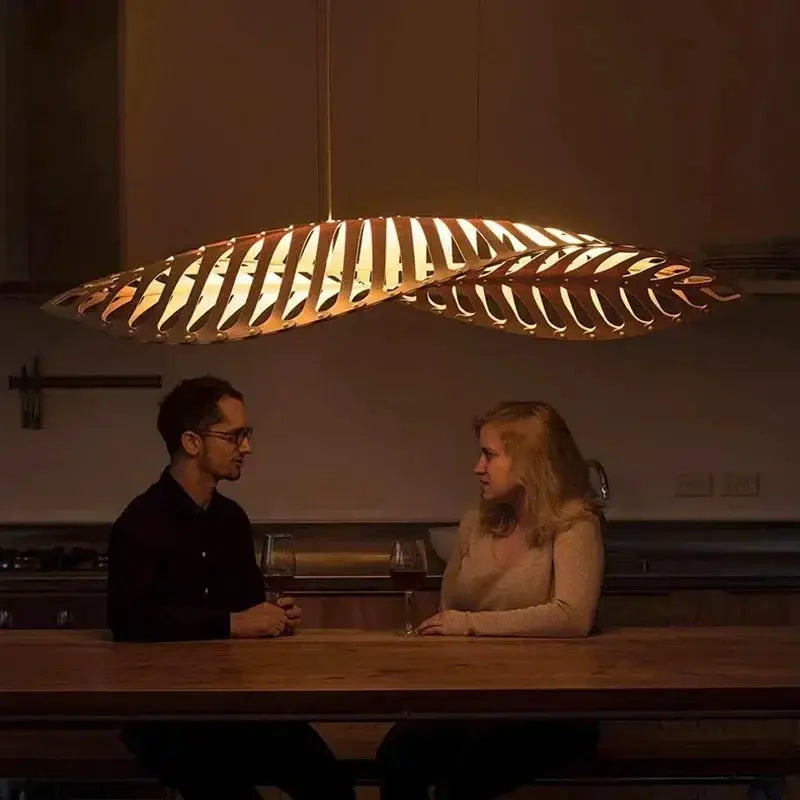 Pendant Lamp - Minimalist Wood Fish Bone, photo 3 of 22