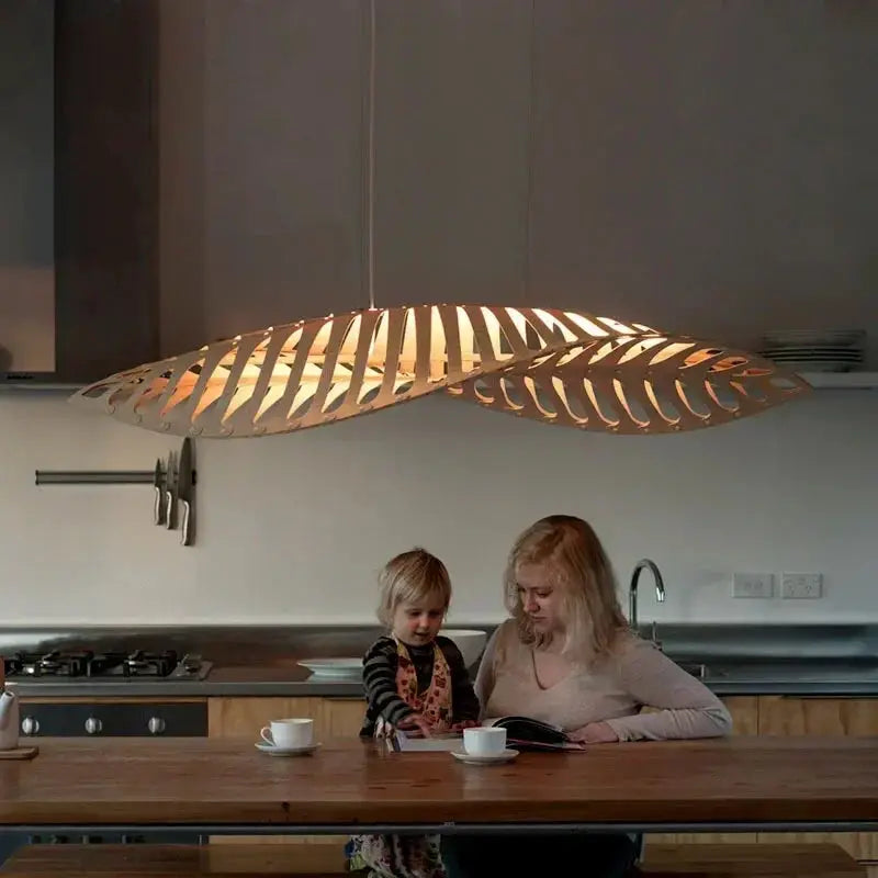 Pendant Lamp - Minimalist Wood Fish Bone, photo 4 of 22