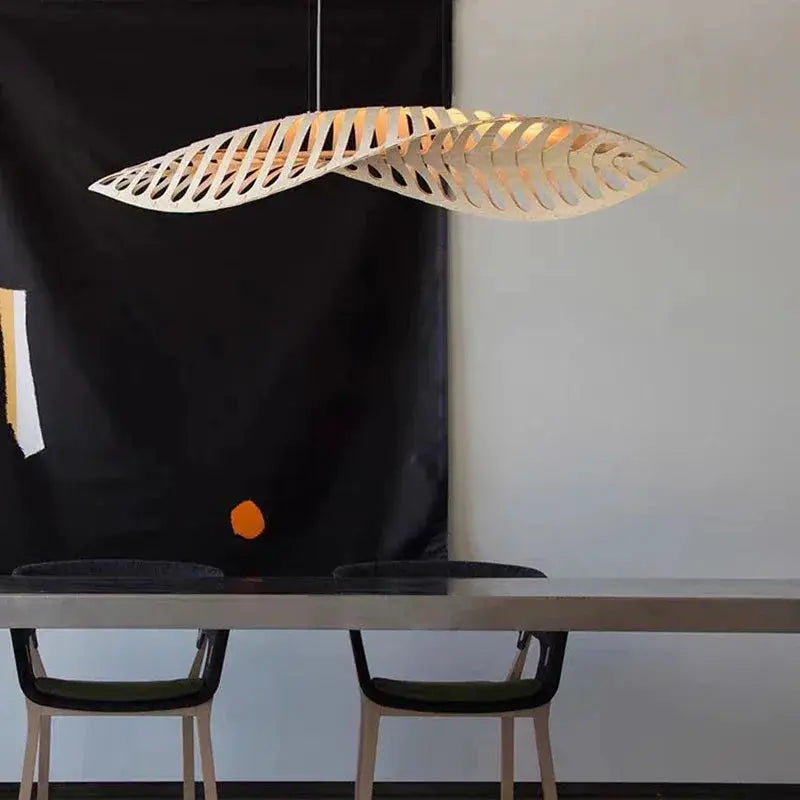 Pendant Lamp - Minimalist Wood Fish Bone, photo 6 of 22