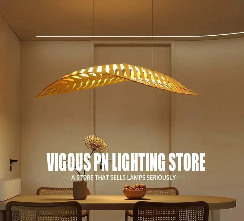 Pendant Lamp - Minimalist Wood Fish Bone, photo 9 of 22