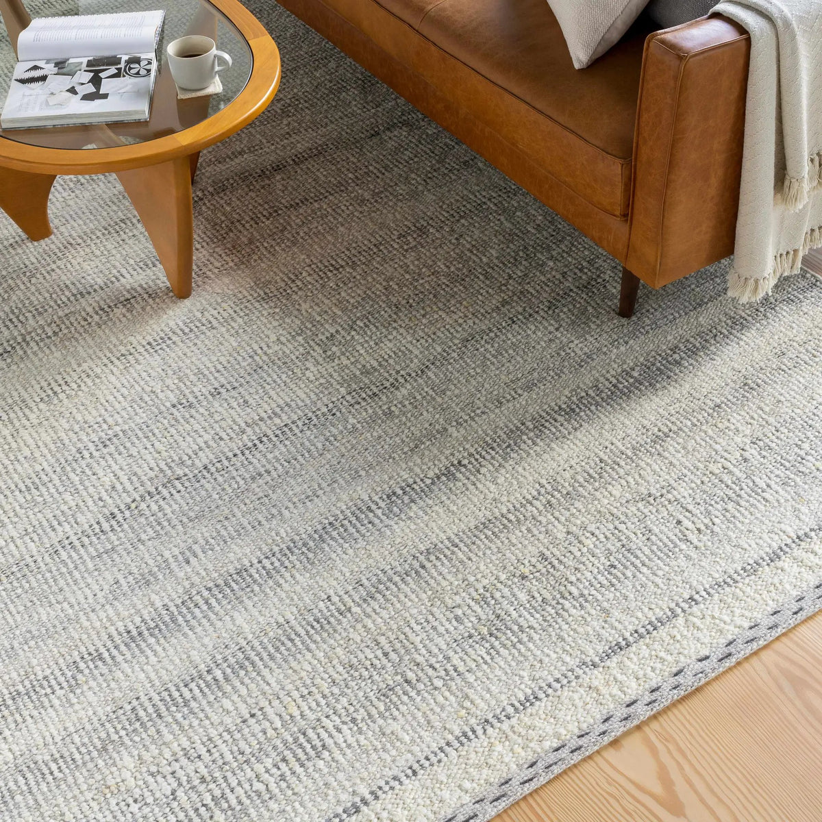 Penticton Cream Flat Woven Wool Rug, installed in a room 2