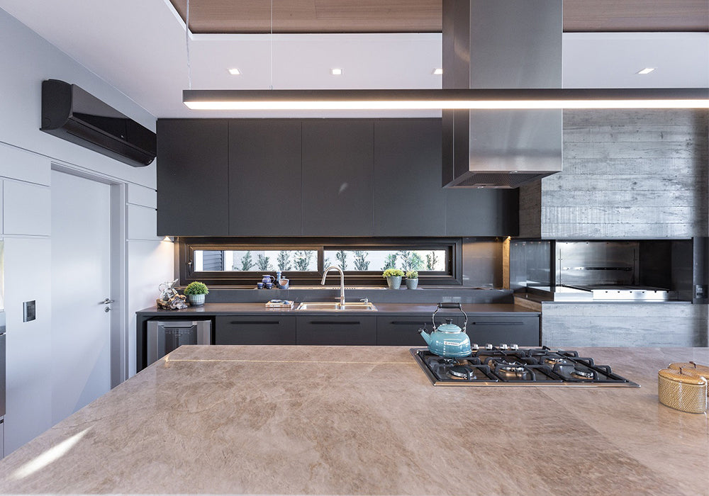 Perla Venato Polished Quartzite Slab Random room scene 3