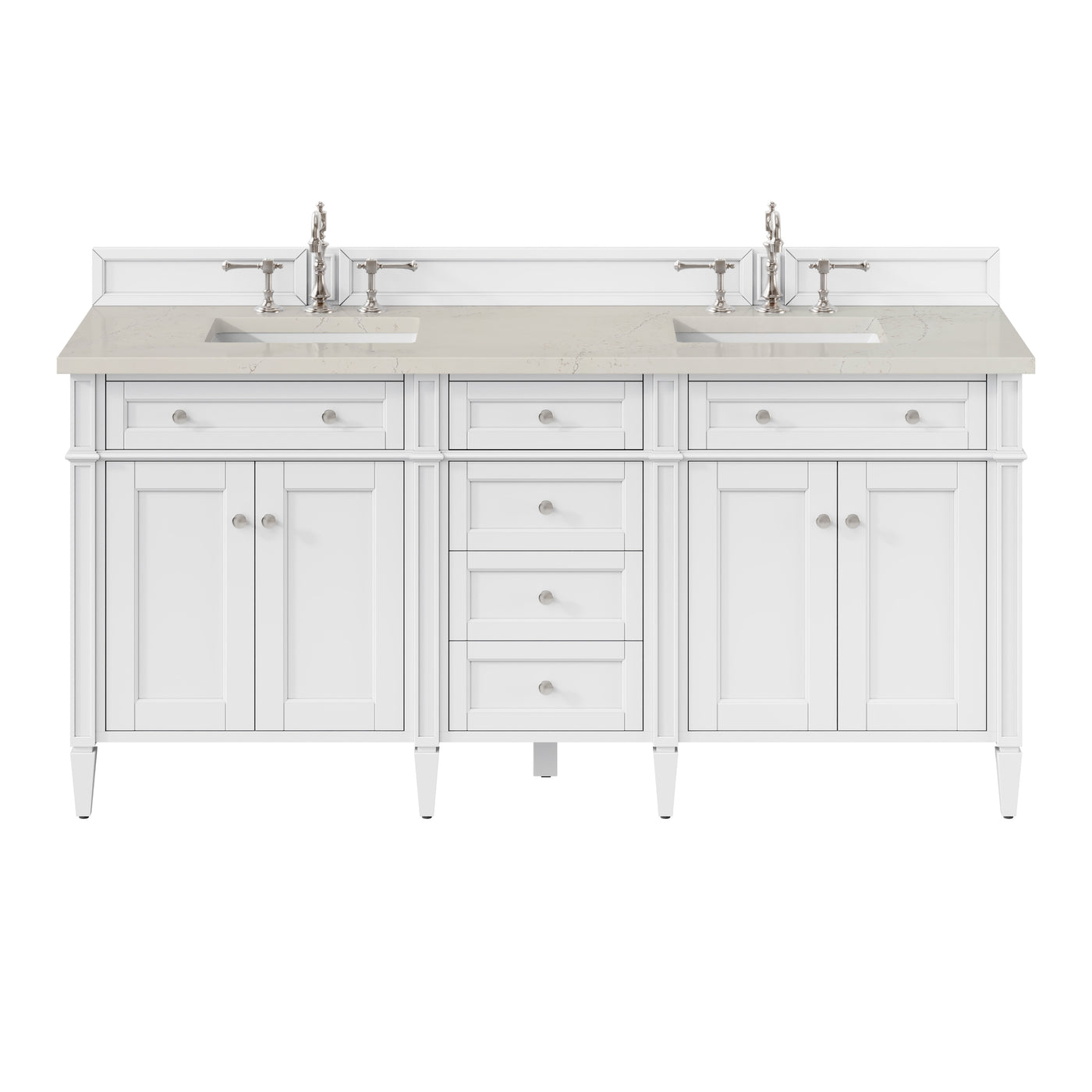 James Martin Brittany 72" Double Bathroom Vanity, Bright White with Siberian countertop