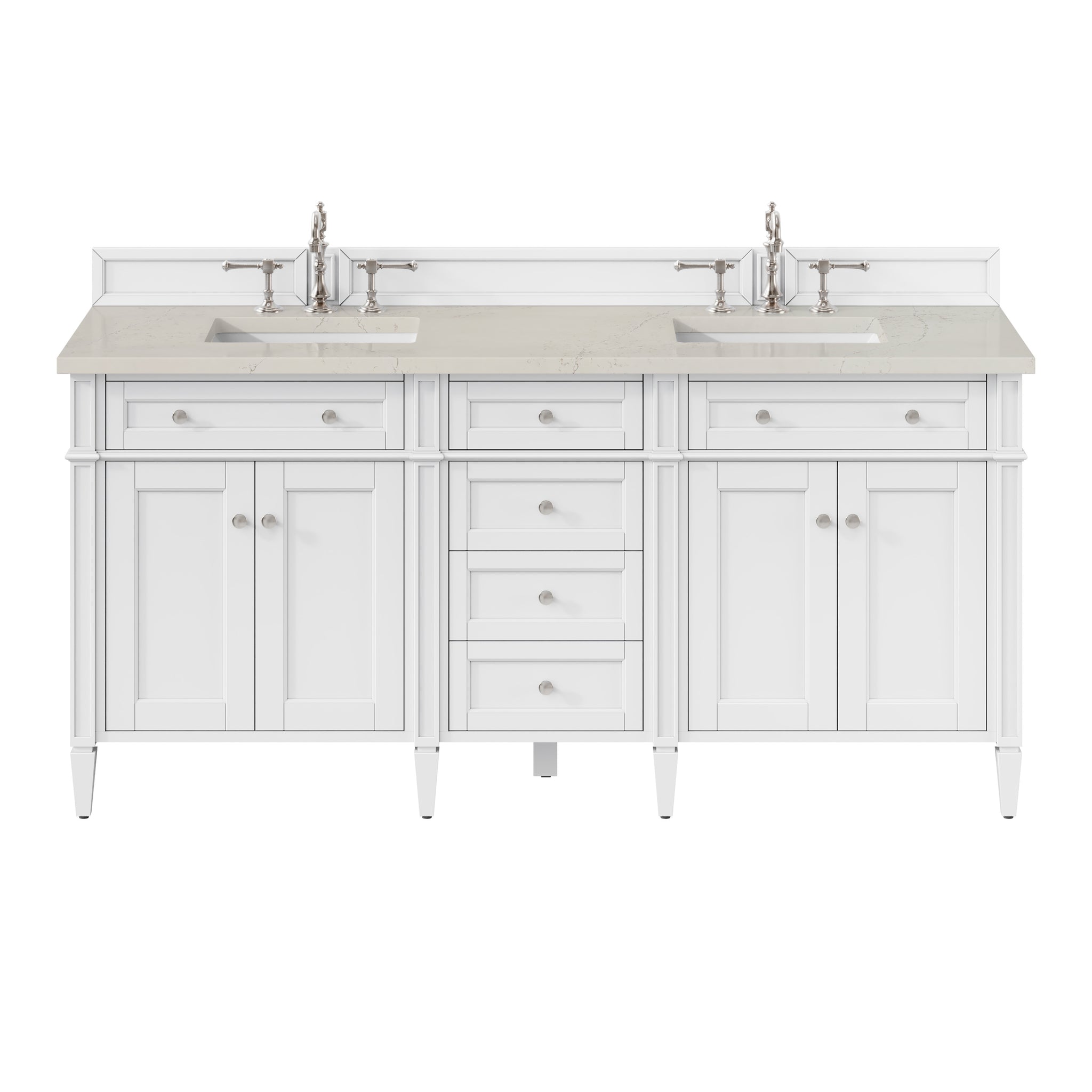 James Martin Brittany 72" Double Bathroom Vanity, Bright White with Siberian countertop