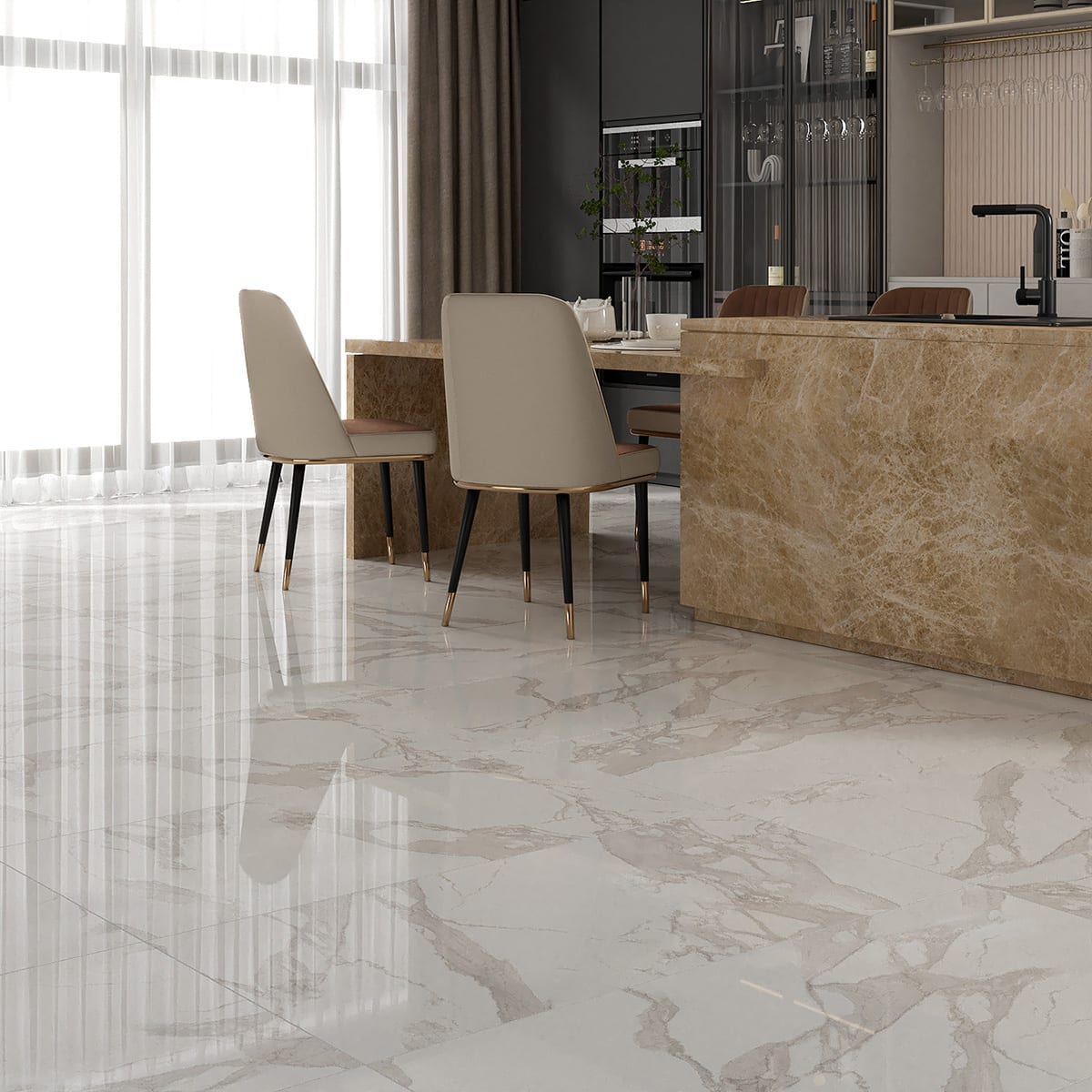 Petra White Polished Porcelain Tiles 24x48 Porcelain Polished 24x48 Tiles — 2