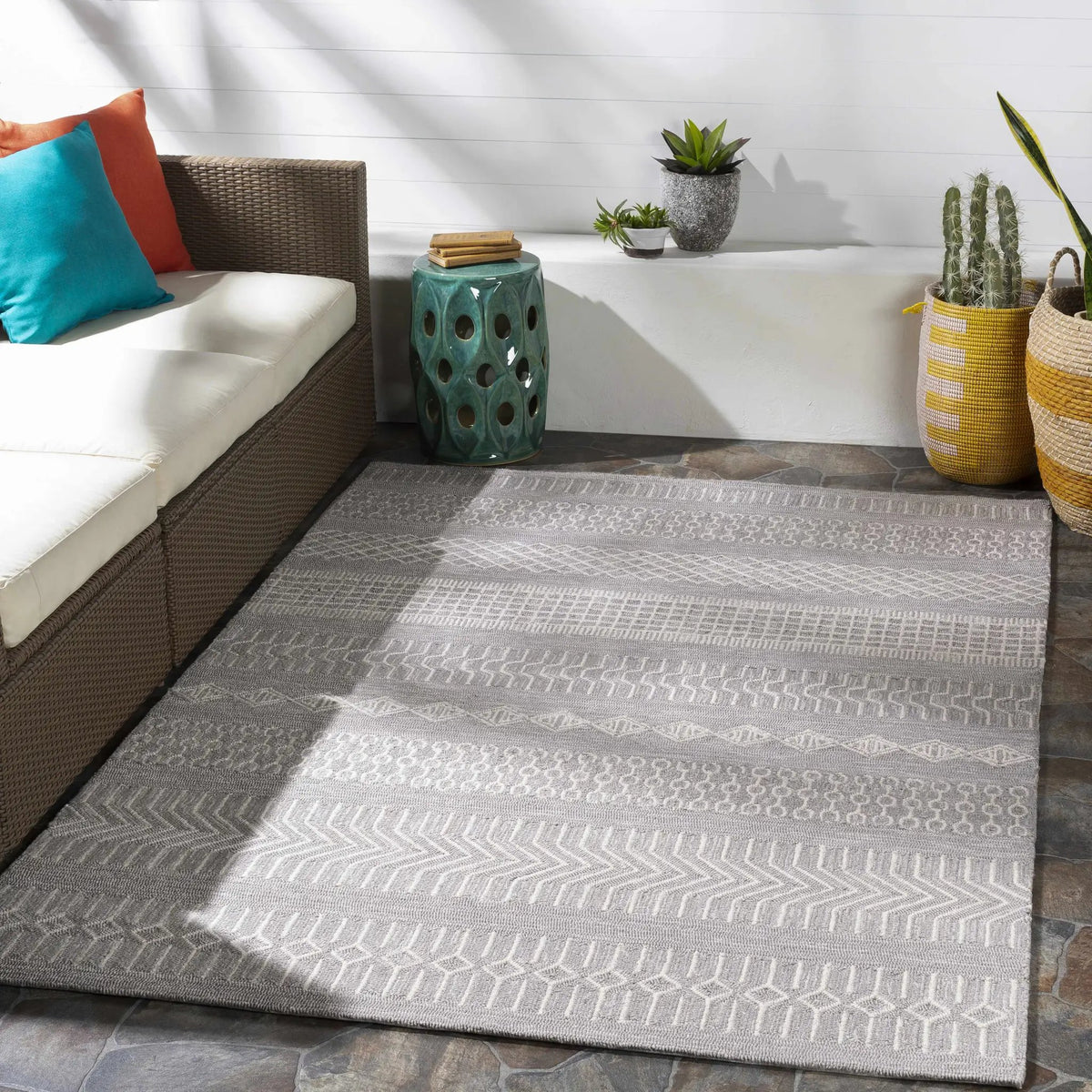 Pewsey Tribal Outdoor Area Rug - Clearance, installed in a room