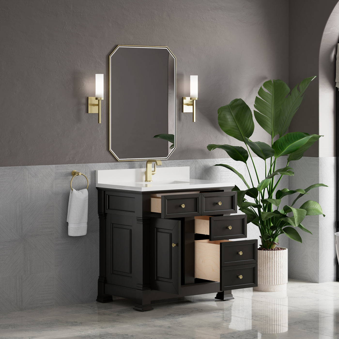 James Martin Brookfield 36" Single Bathroom Vanity, Black Onyx, view 38