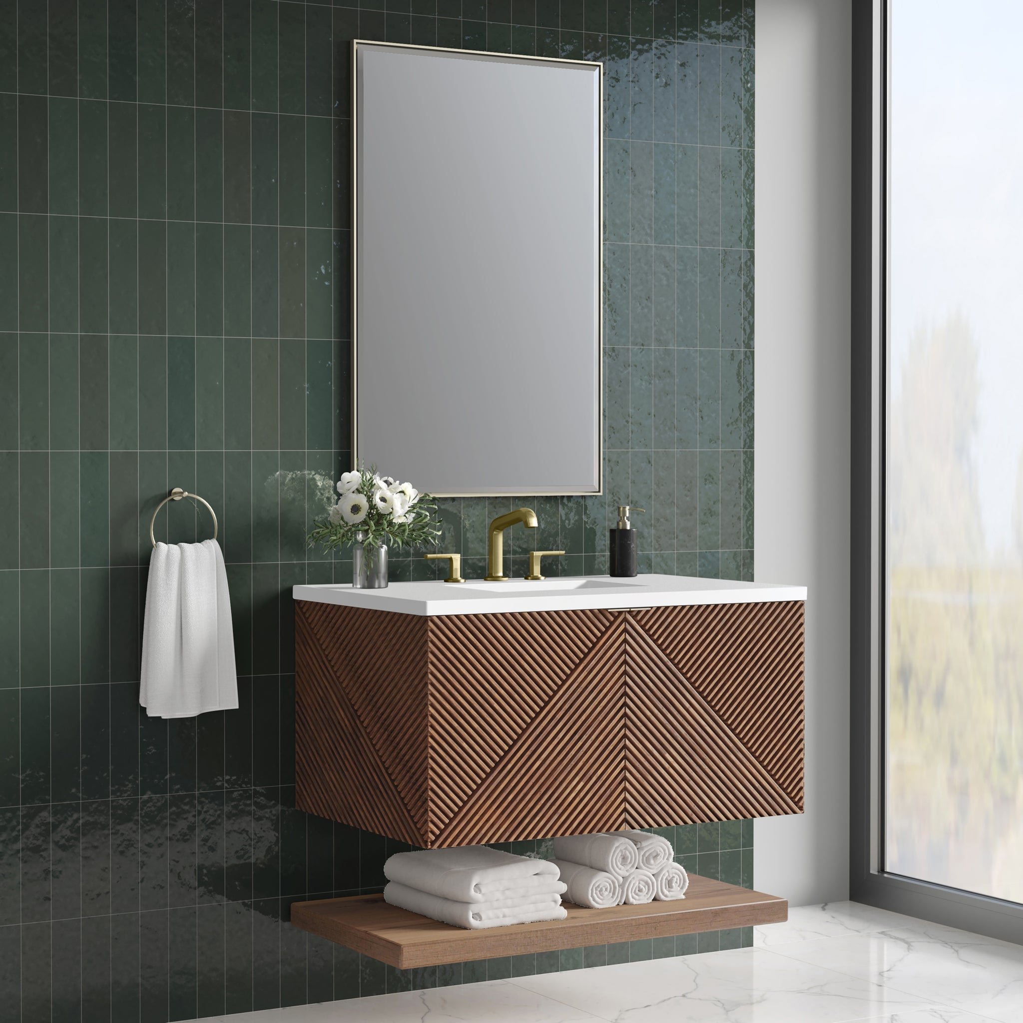 James Martin Marcello 36" Floating Single Bathroom Vanity, Chestnut, view 27
