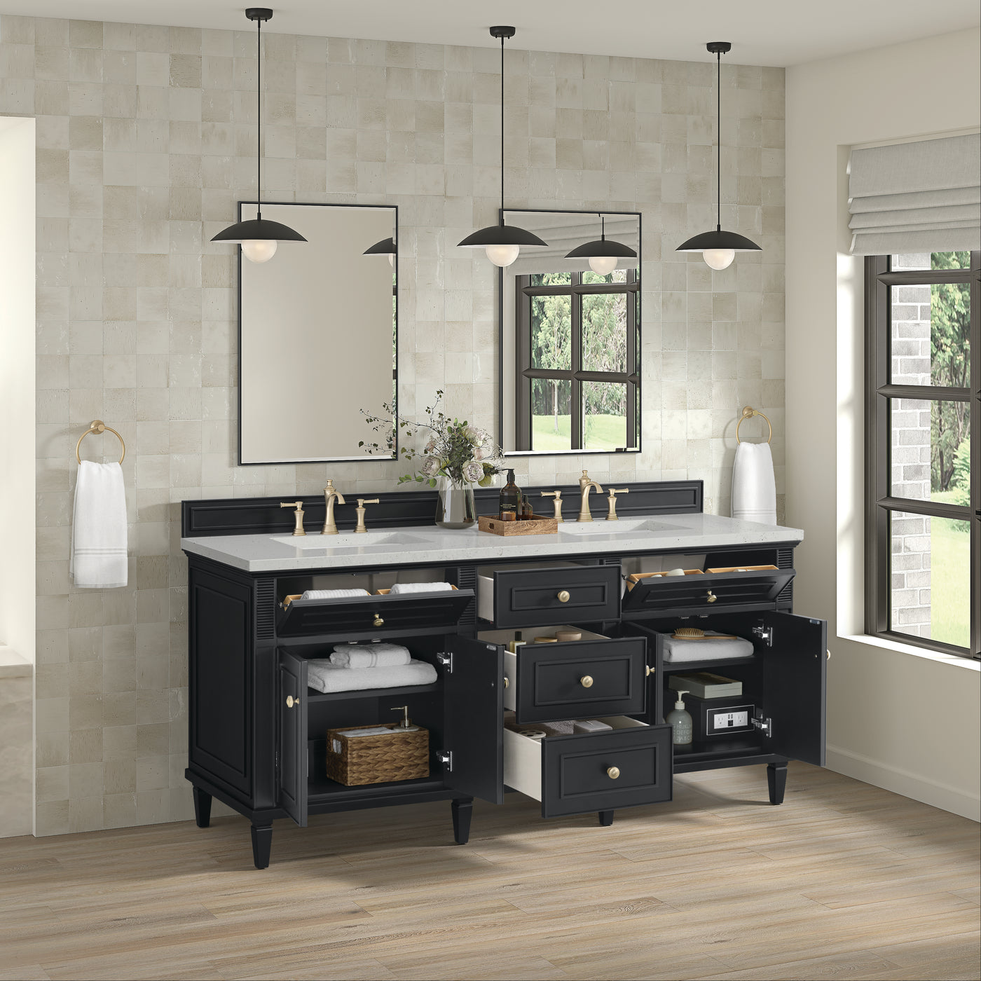 James Martin Lorelai 72" Double Bathroom Vanity, Black Onyx, view 25