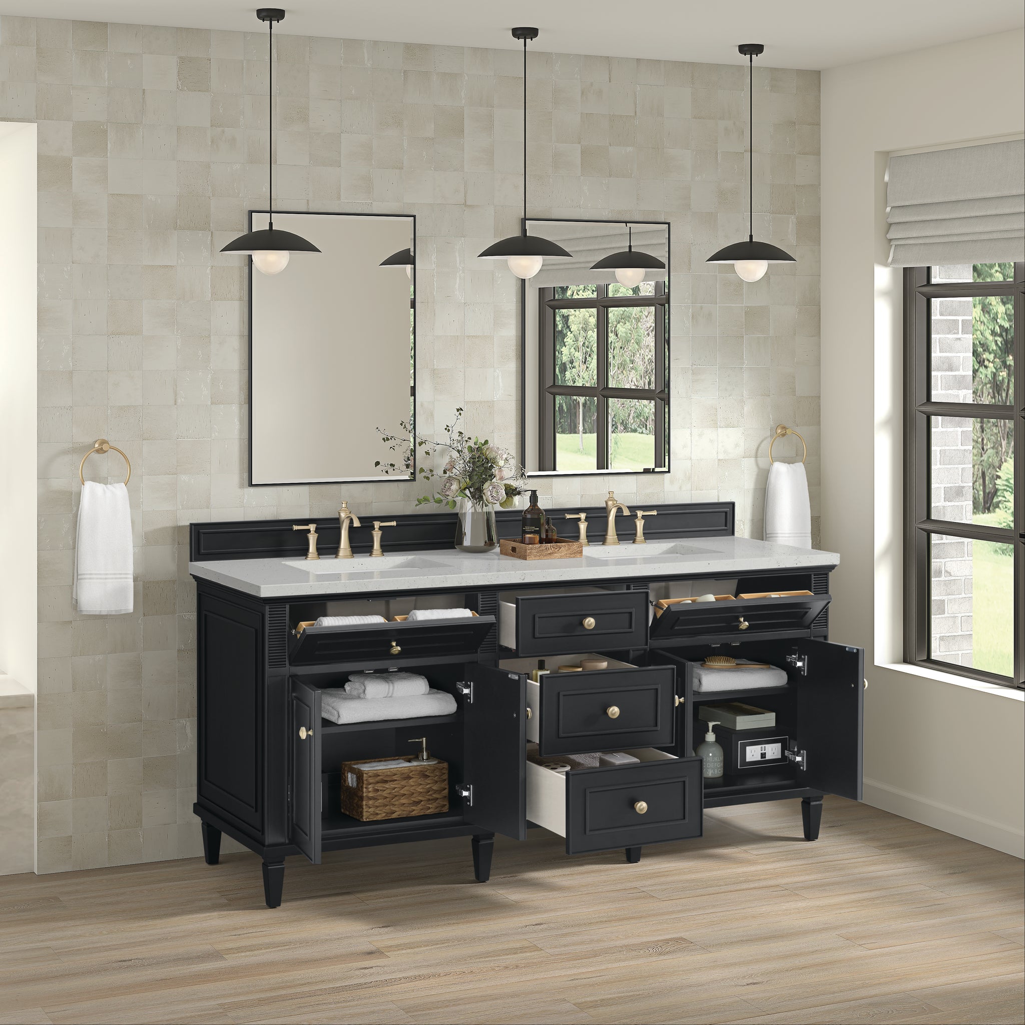 James Martin Lorelai 72" Double Bathroom Vanity, Black Onyx, view 25