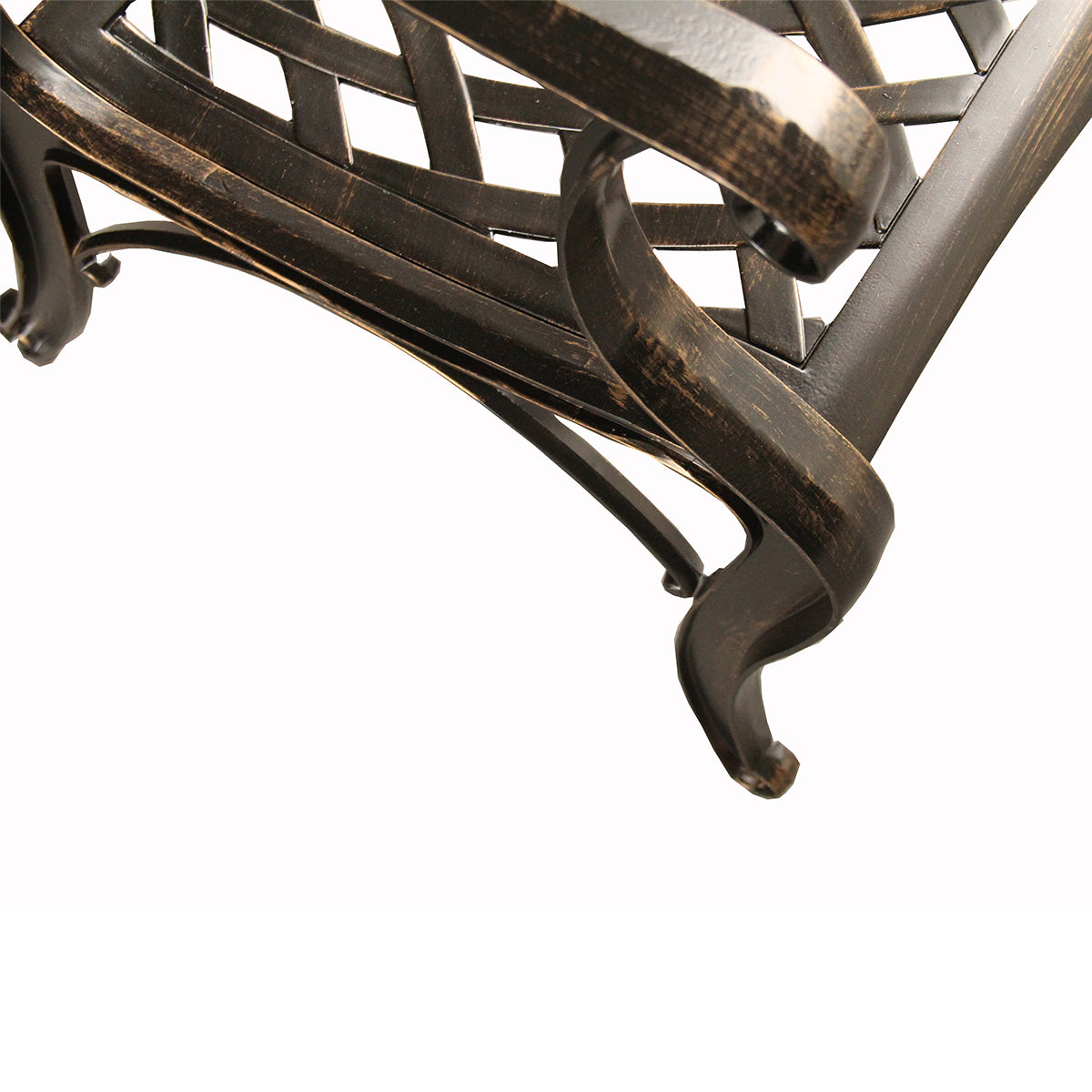 Ornate Traditional Outdoor Mesh Lattice Aluminum Patio Dining Chair by Sharicks