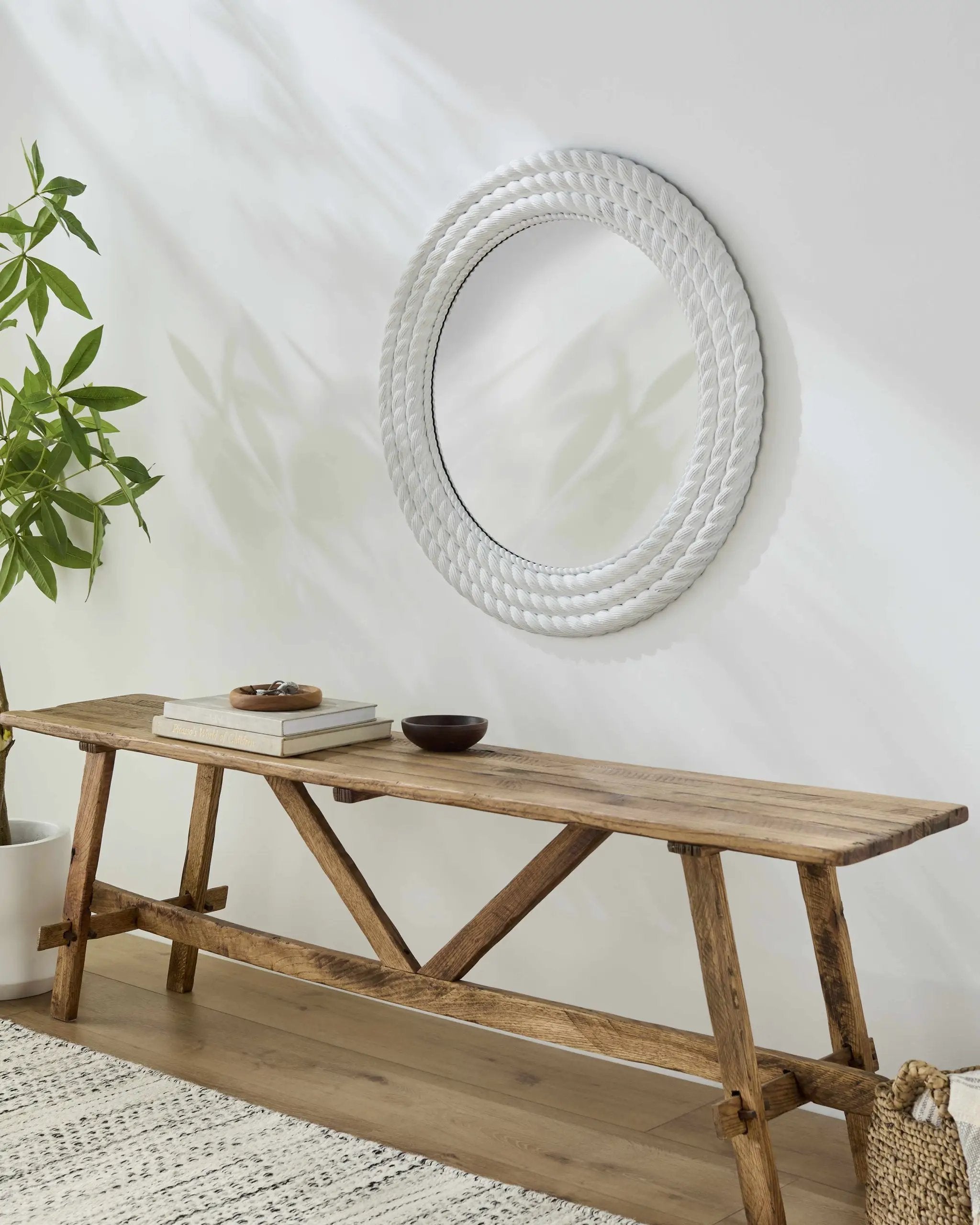 Polverigi Round White Mirror - Clearance by Boutique Rugs